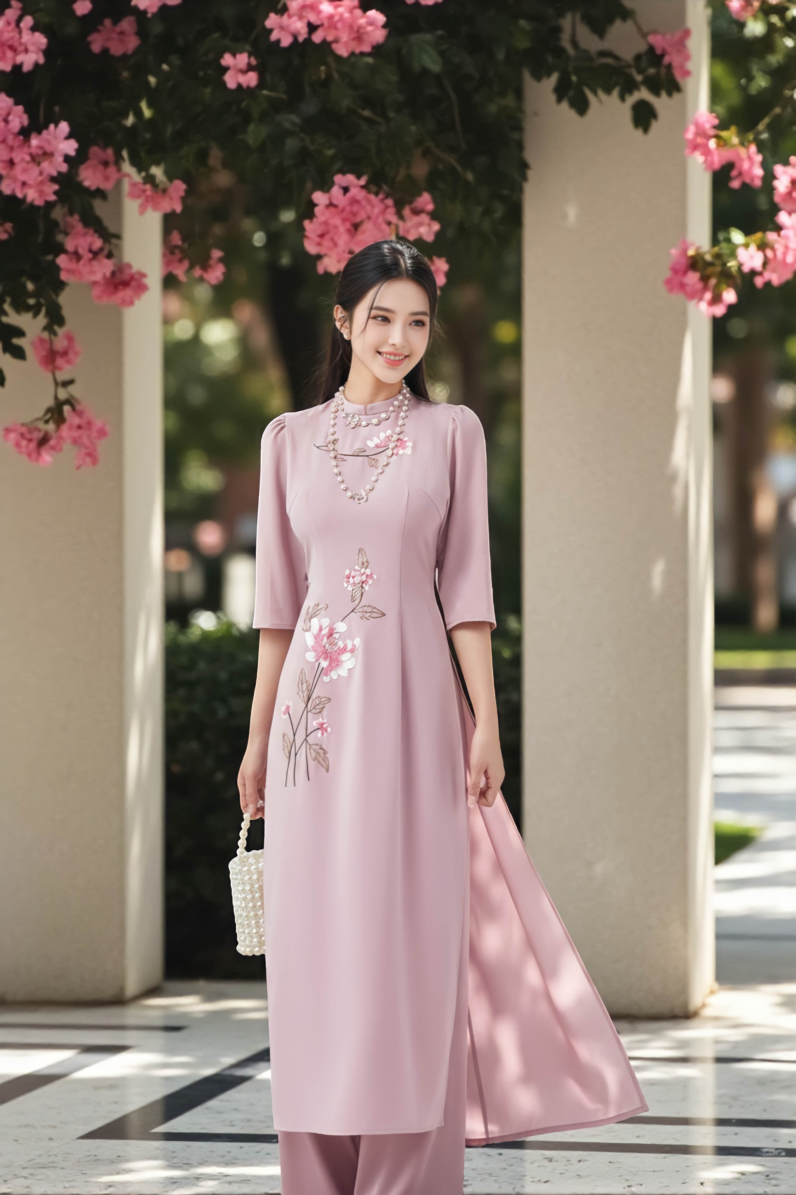 Áo dài Hoàng Diên thêu thủ công