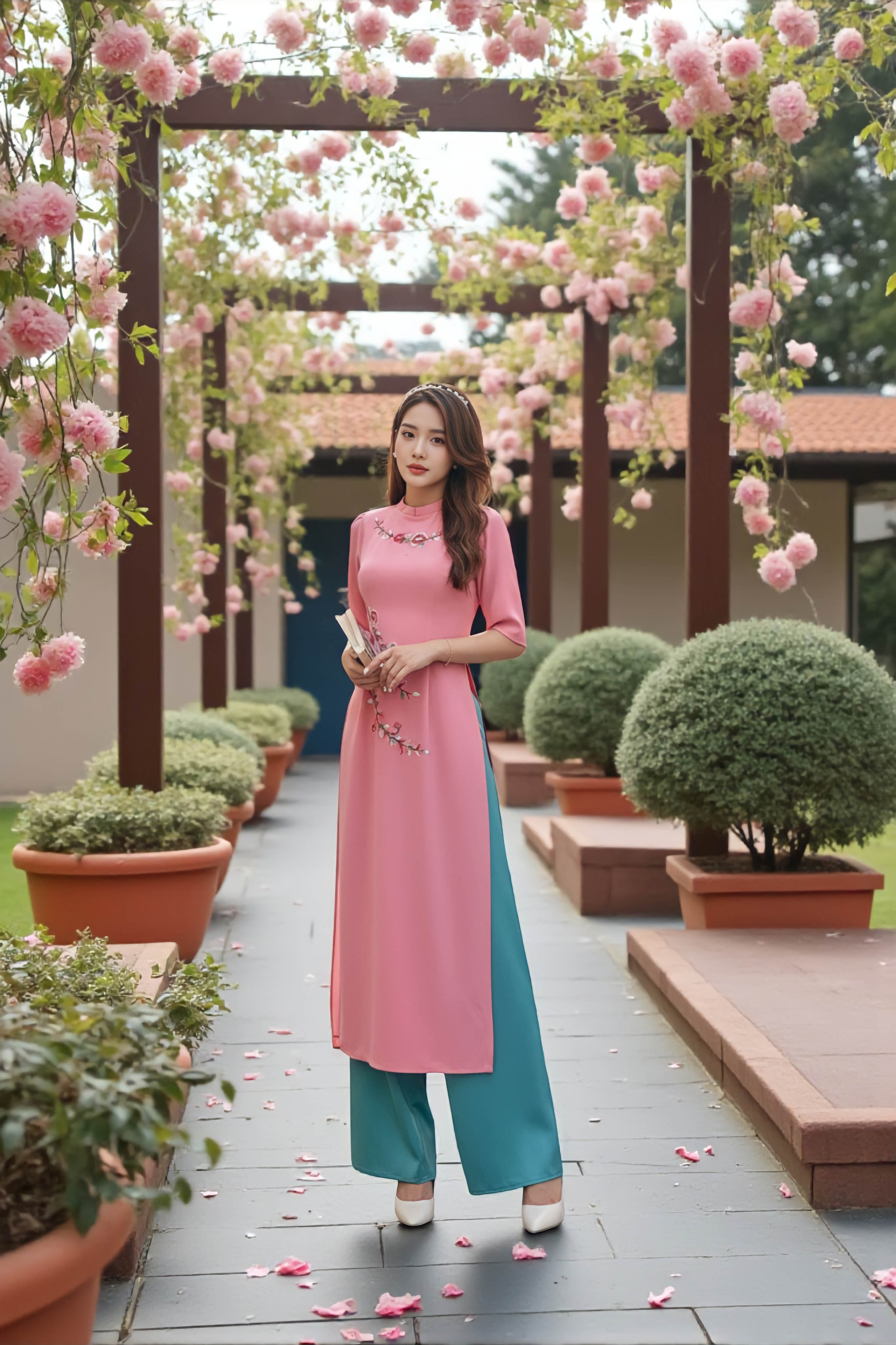 Áo dài Thanh Mai thêu thủ công