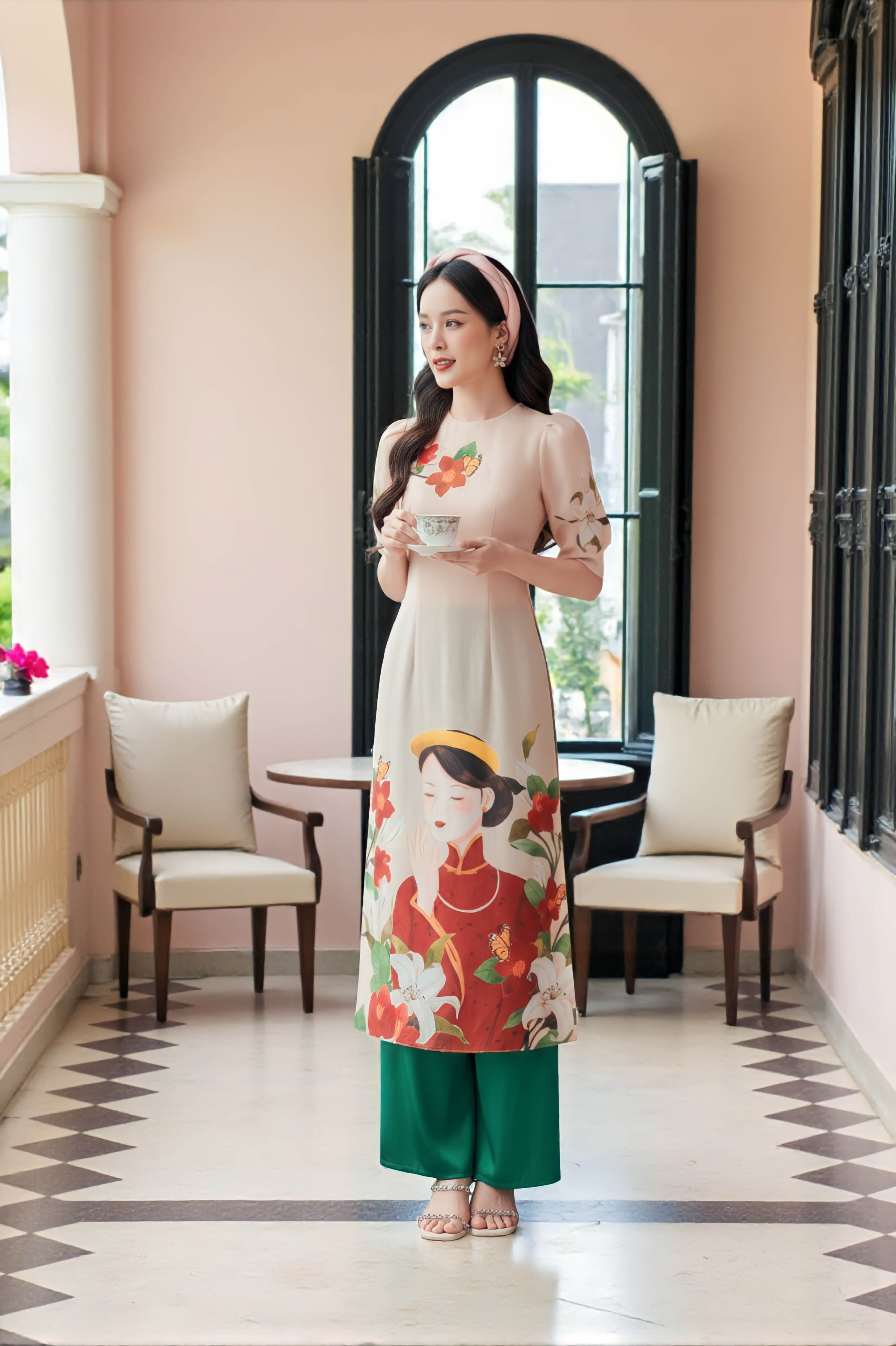 Set áo dài Kiều Nga