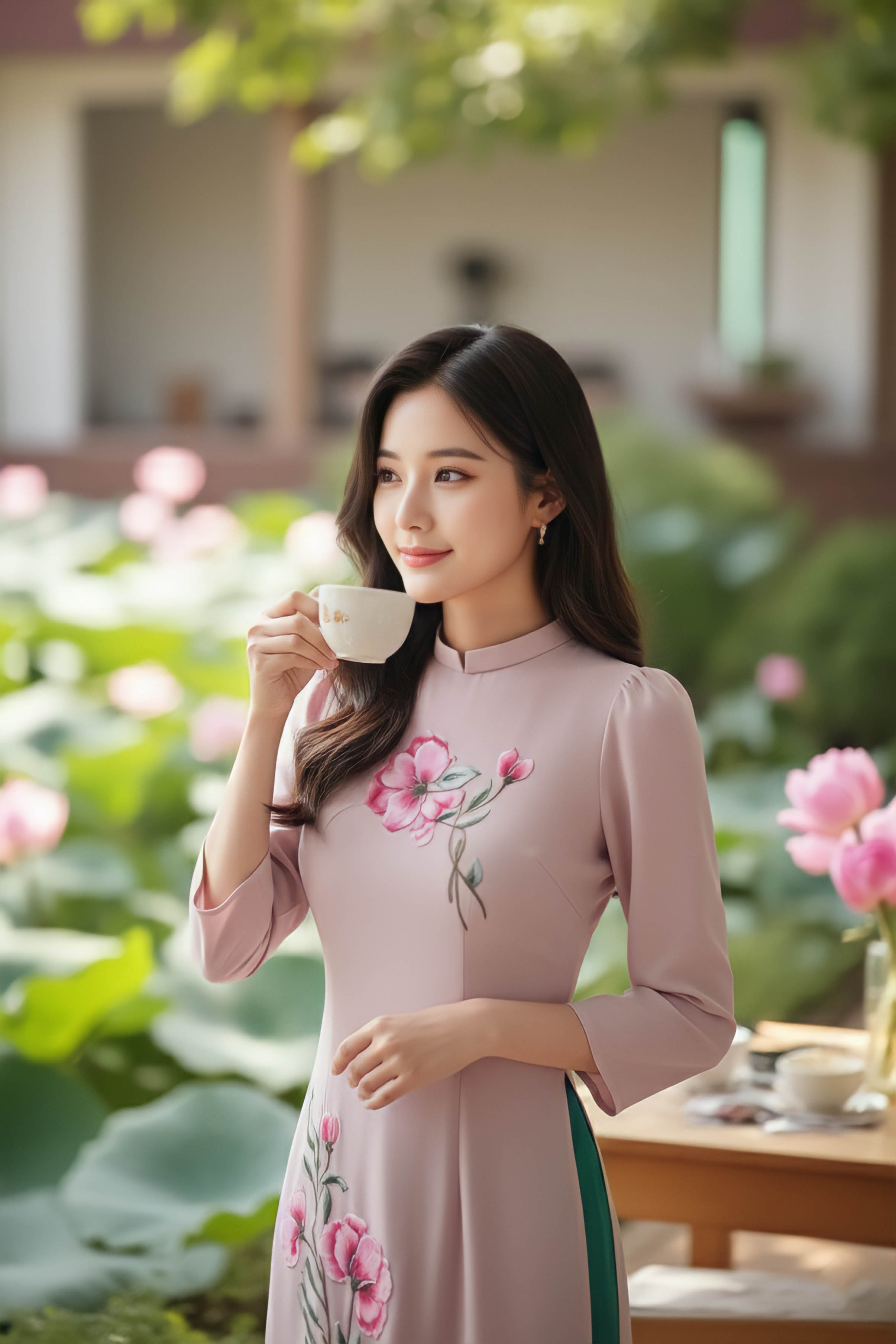 Áo dài Thủy Đình thêu thủ công