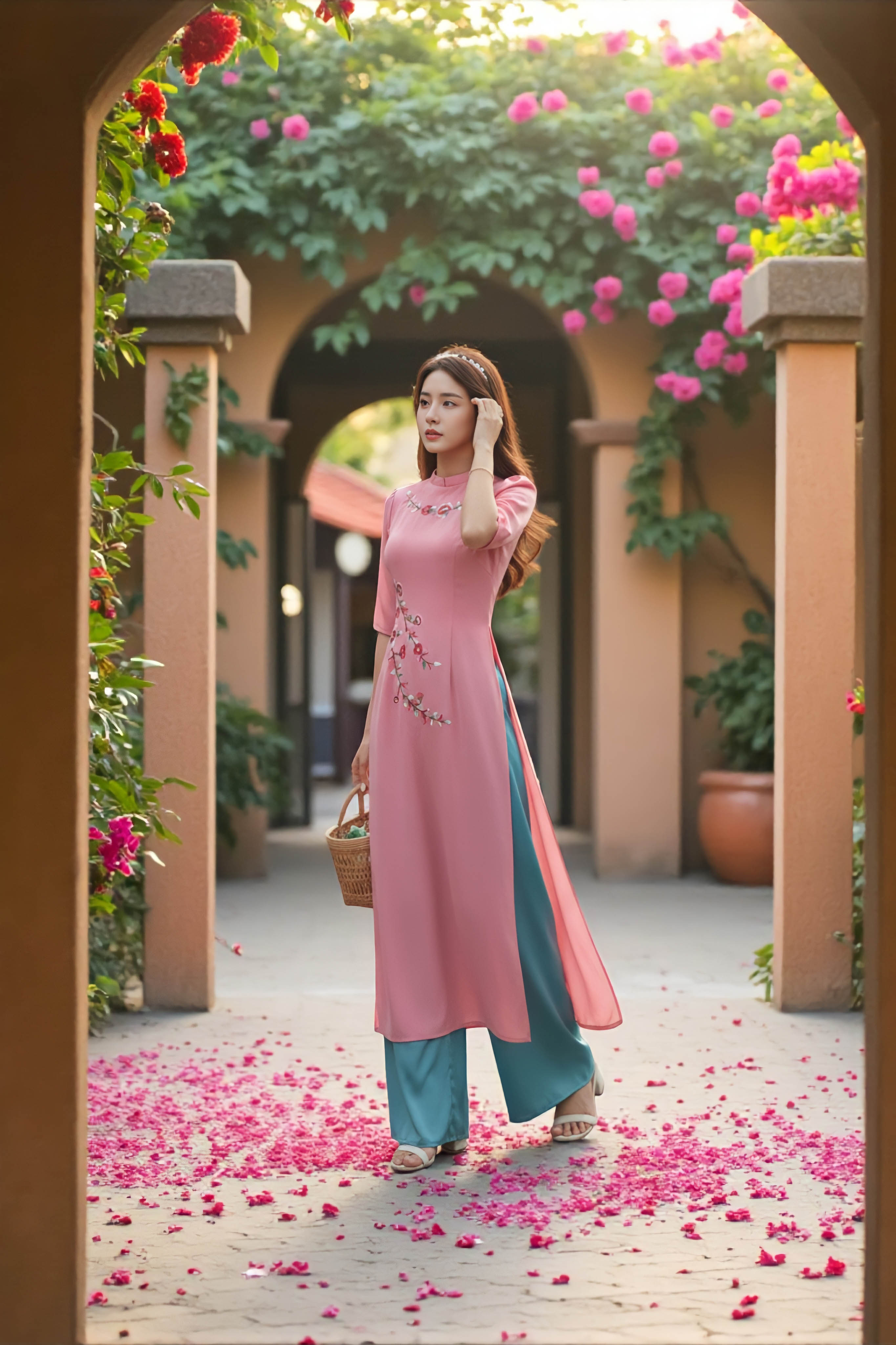 Áo dài Thanh Mai thêu thủ công