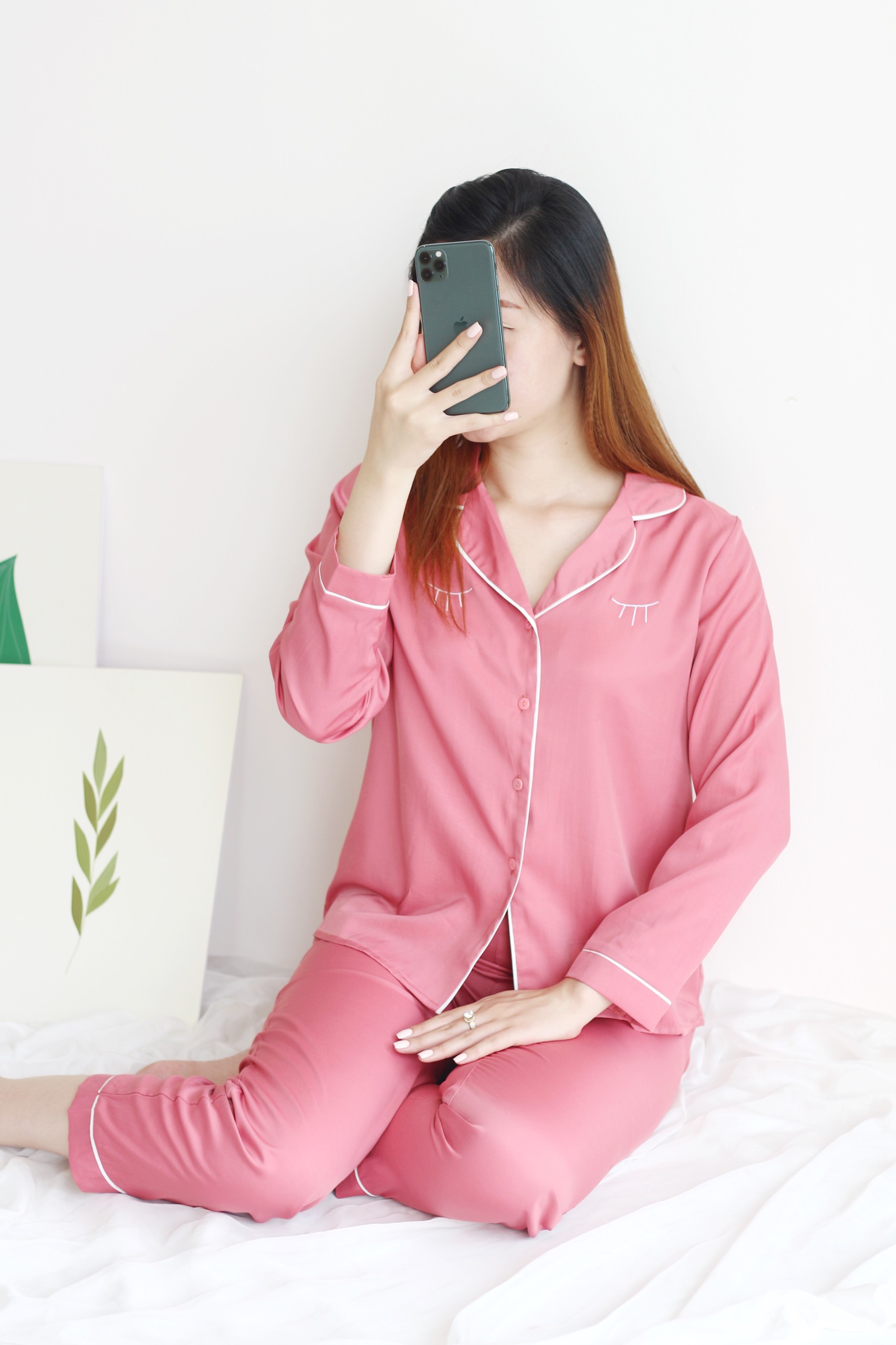 Sét áo pijama cổ hai ve & quần dài cạp chun