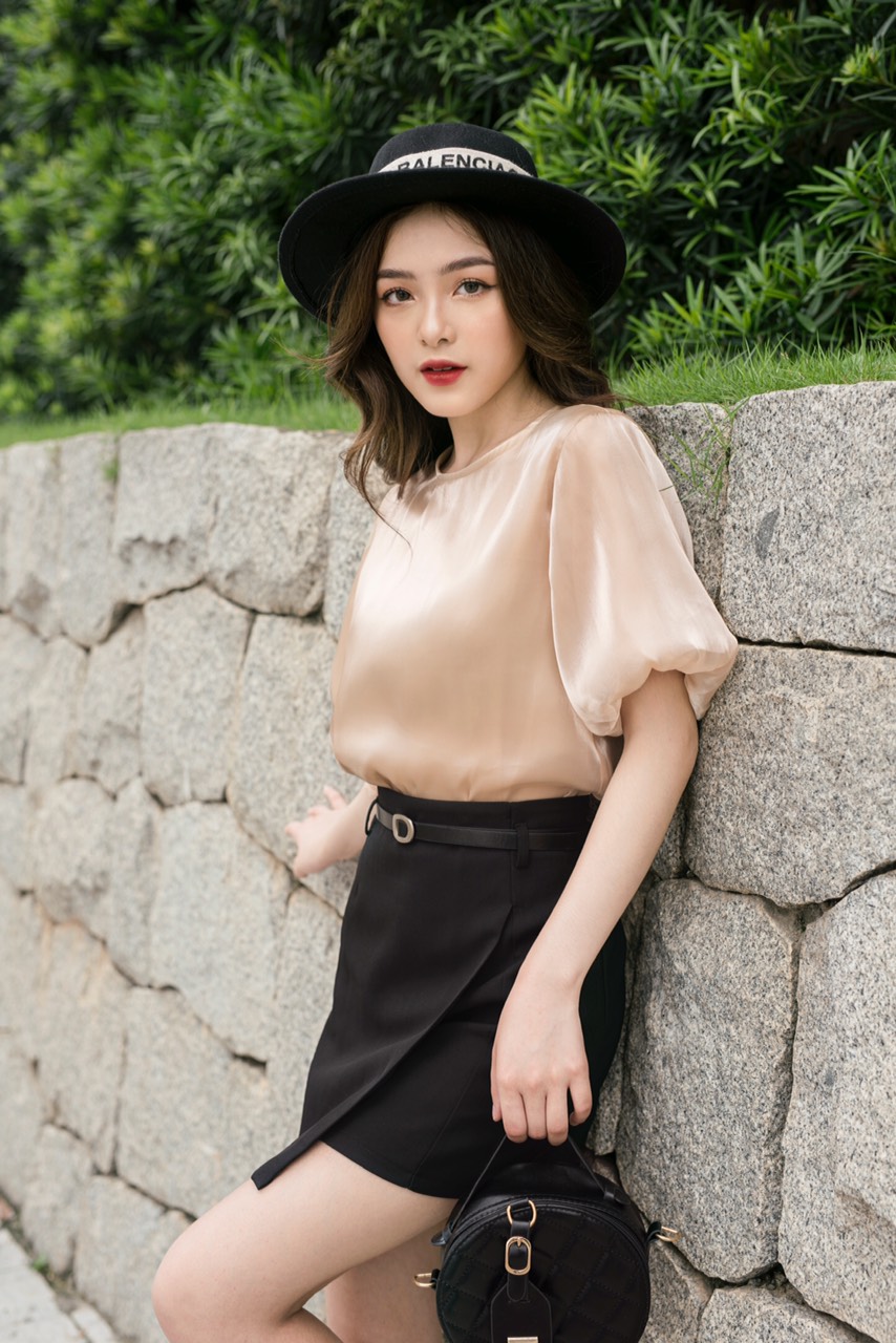 Áo oganza tay bồng