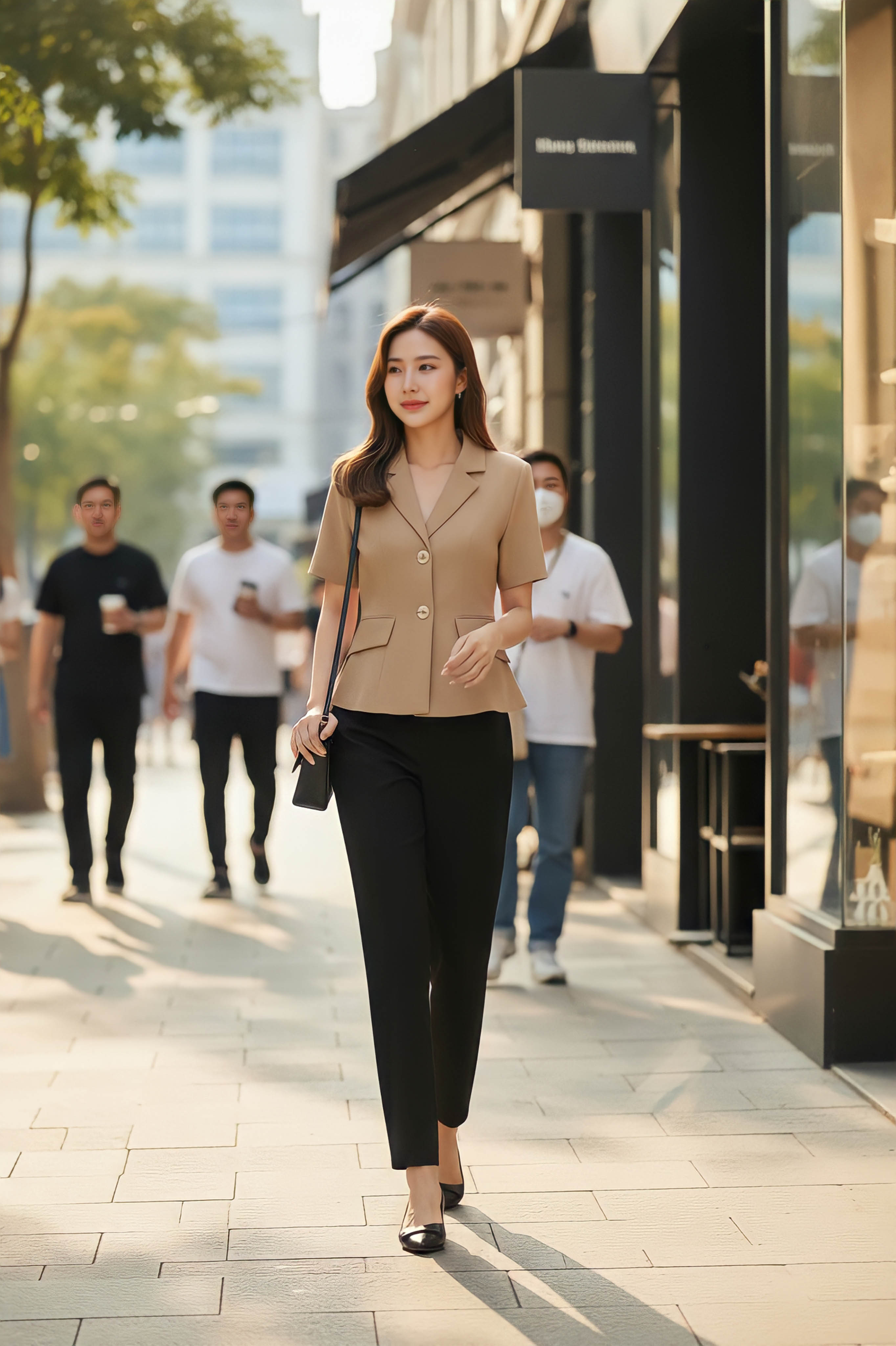 Áo vest hai khuy tay cộc