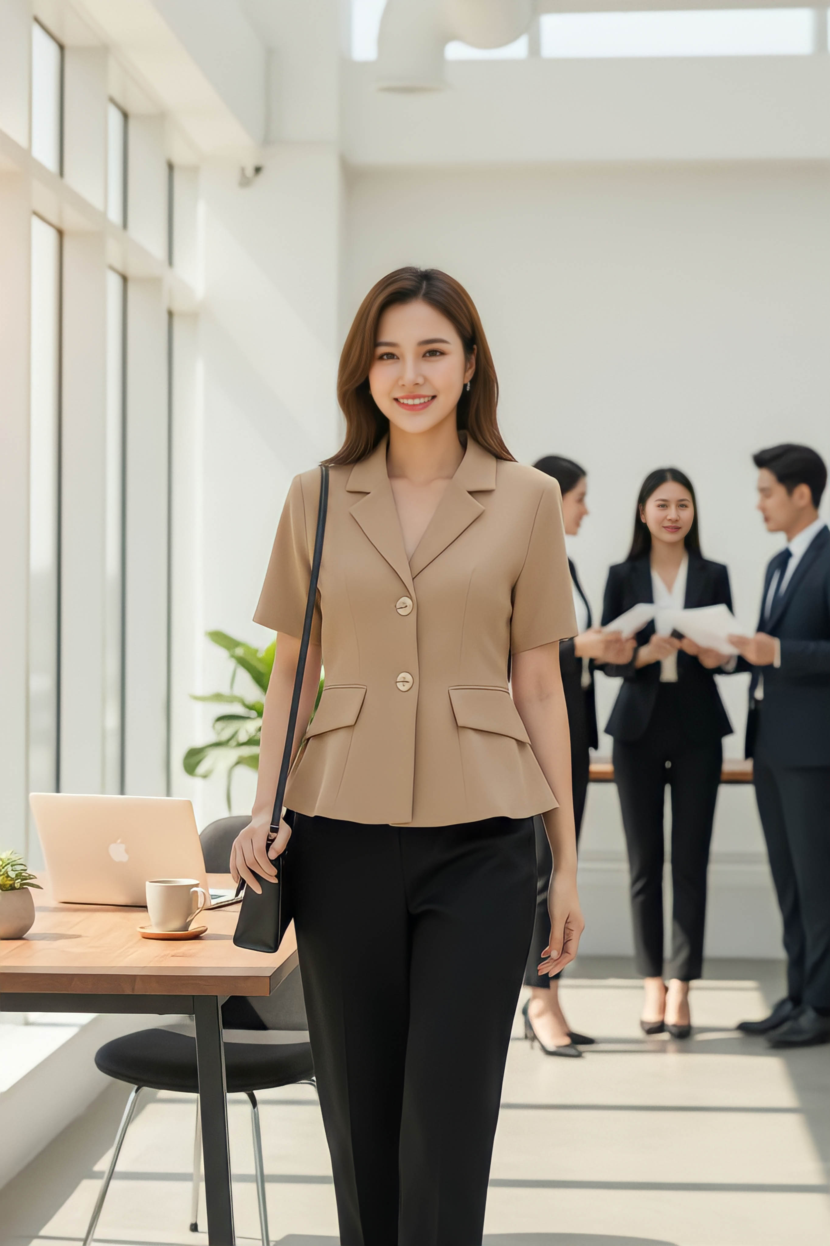 Áo vest hai khuy tay cộc