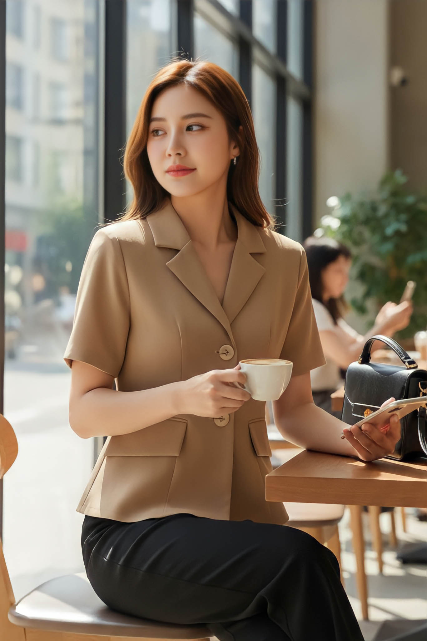 Áo vest hai khuy tay cộc