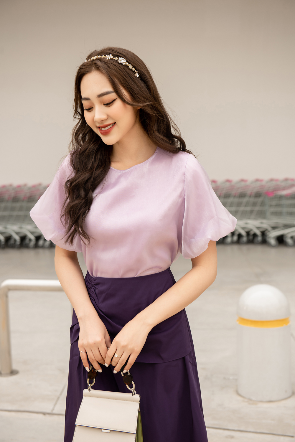Áo oganza tay bồng