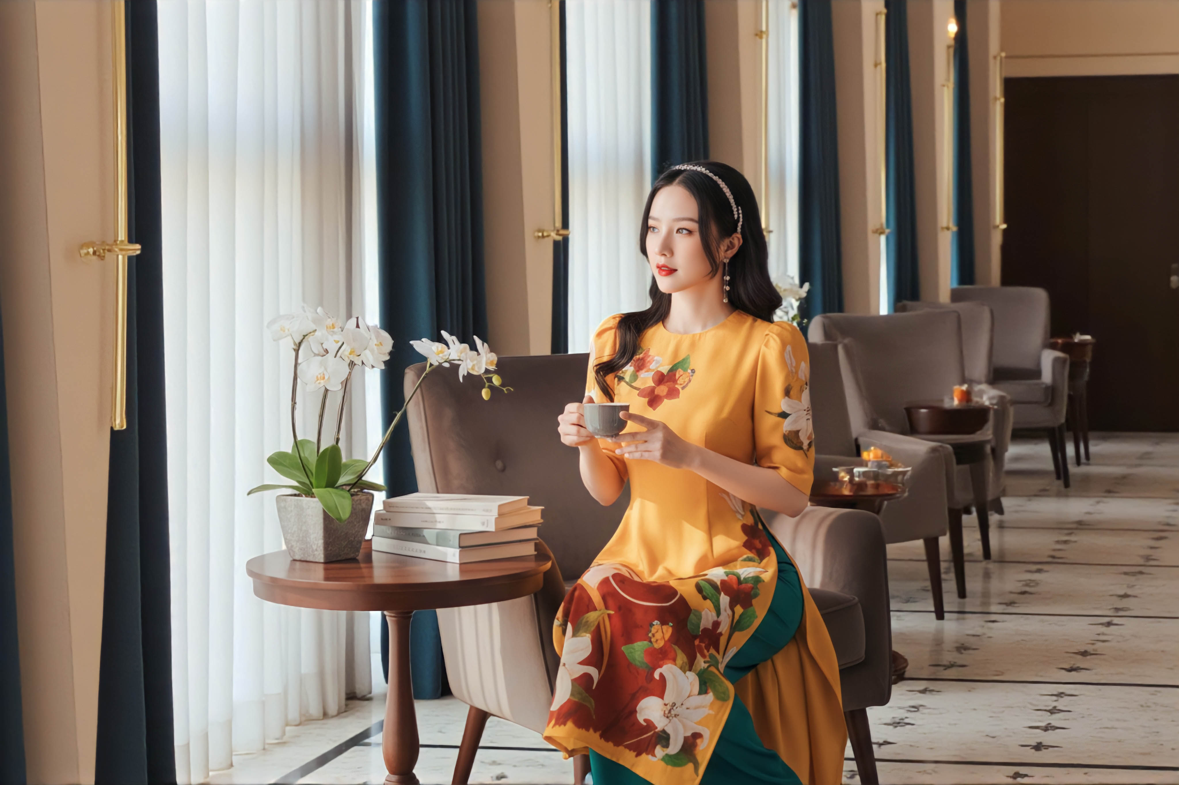 Set áo dài Kiều Nga