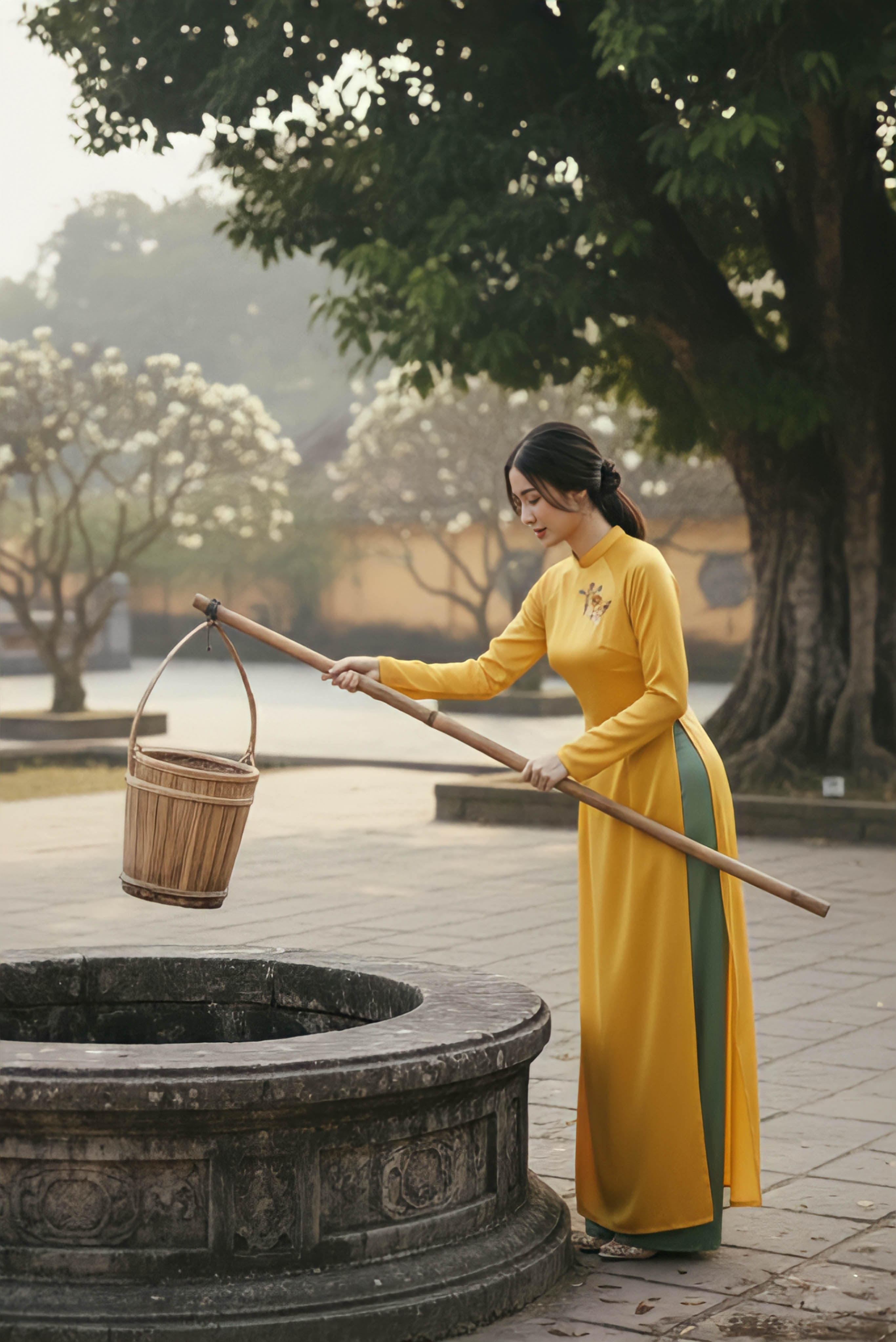Áo dài Giai Nguyệt thêu thủ công