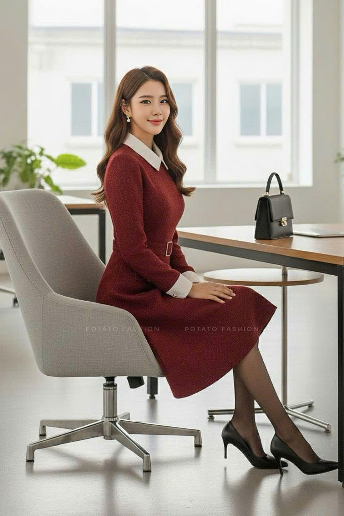 Đầm A cổ đức phối túi