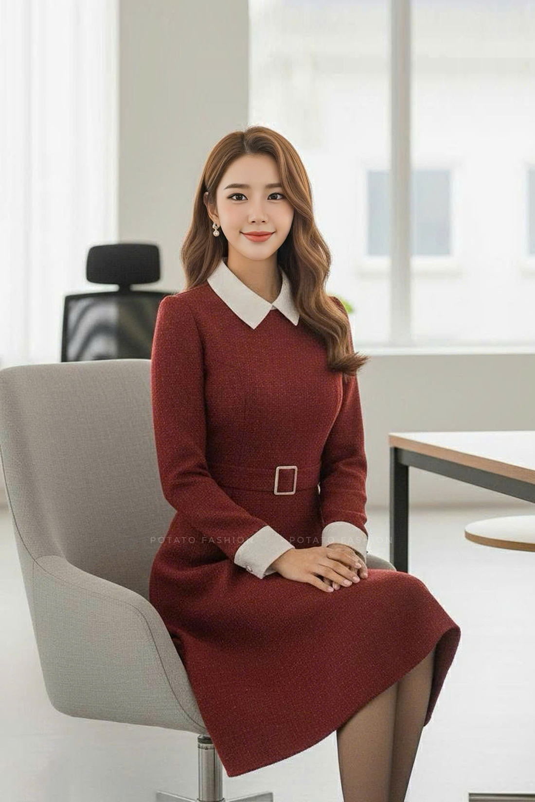 Đầm A cổ đức phối túi