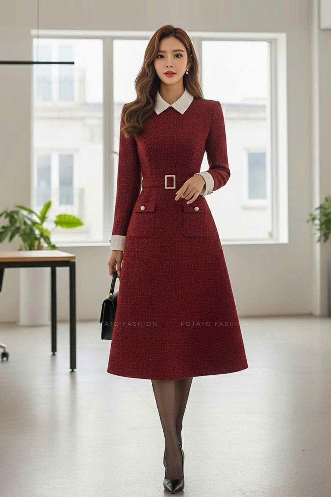 Đầm A cổ đức phối túi