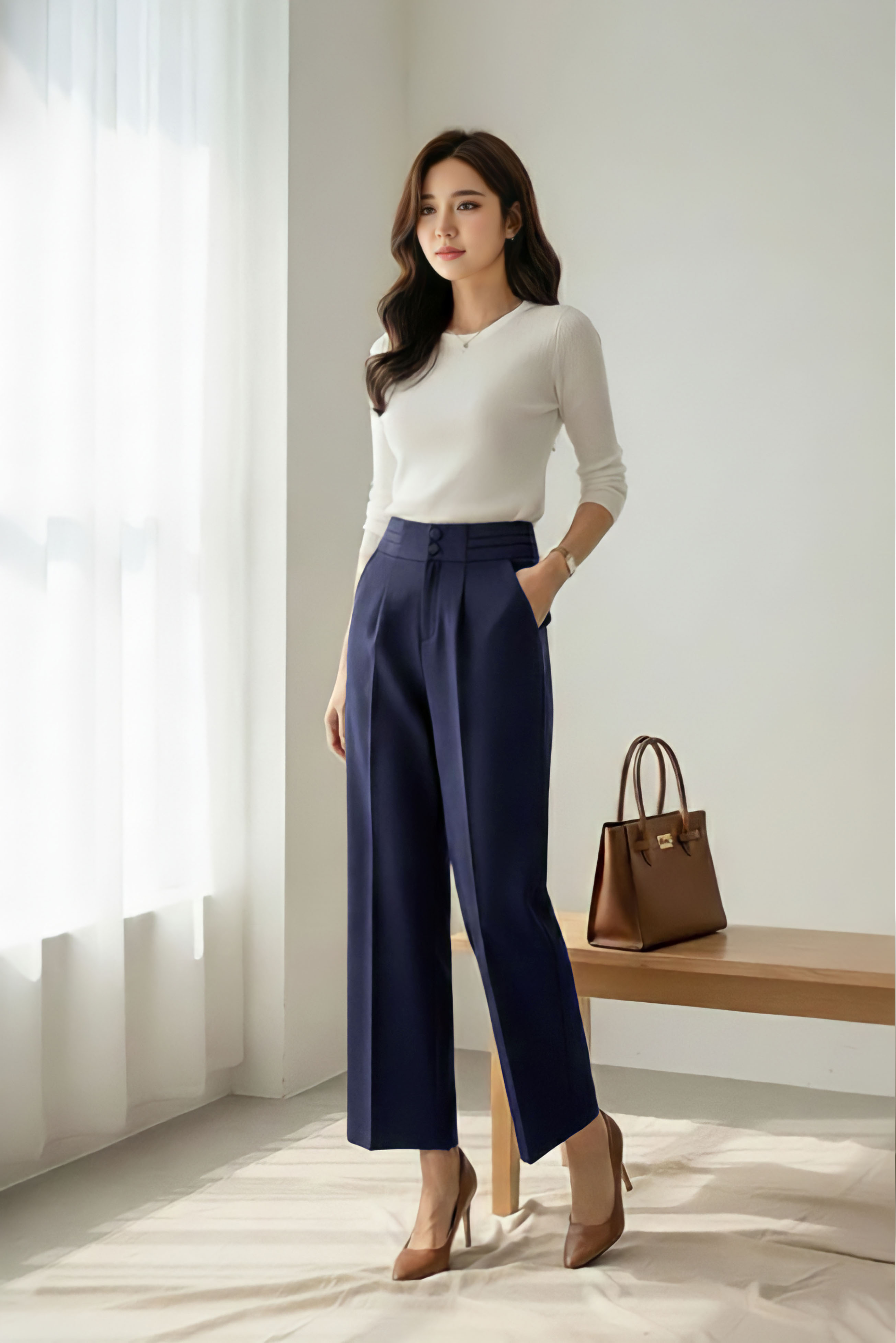 Quần suông hai cúc