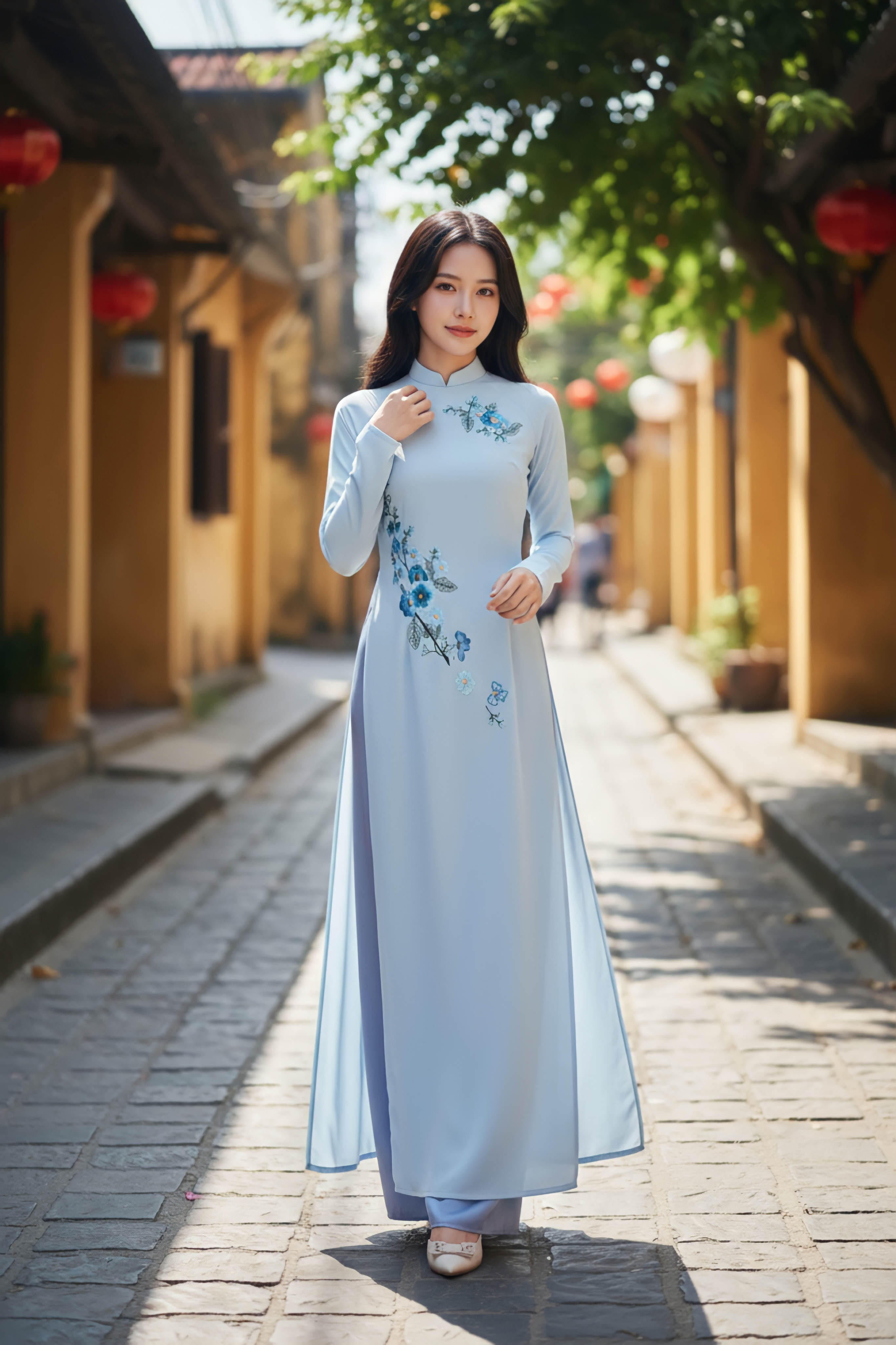 Áo dài Giai Nguyệt thêu thủ công