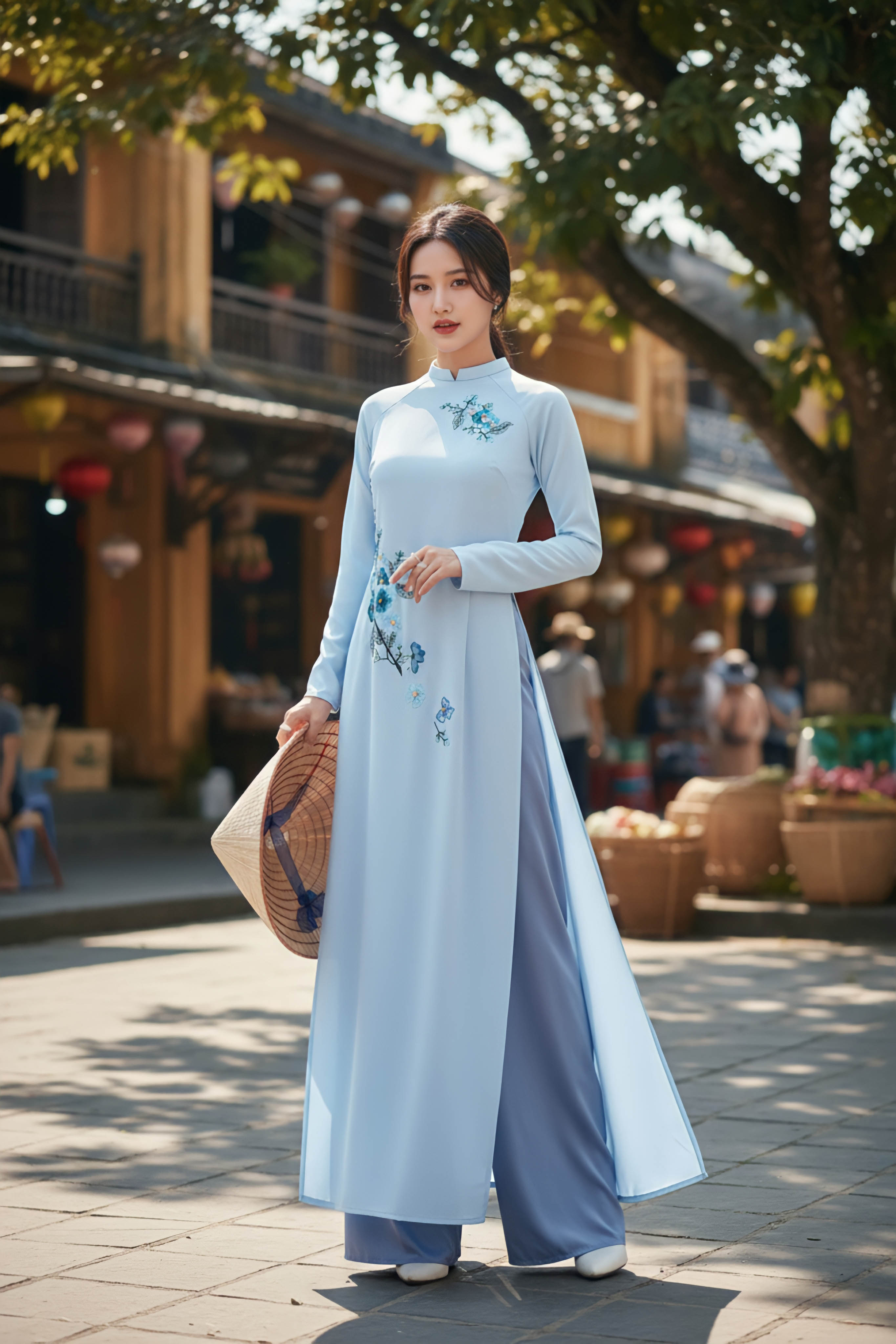 Áo dài Giai Nguyệt thêu thủ công