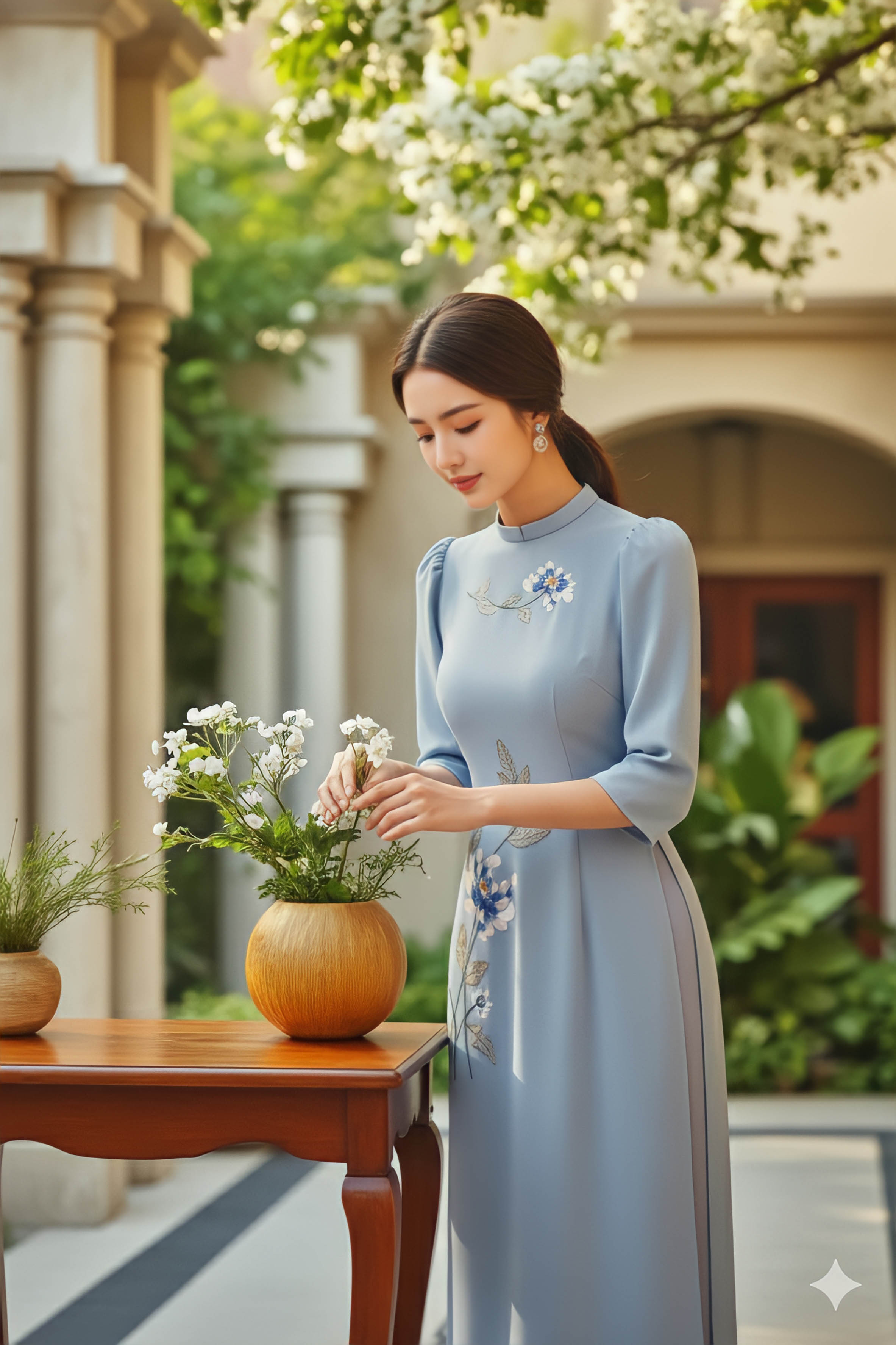 Áo dài Hoàng Diên thêu thủ công