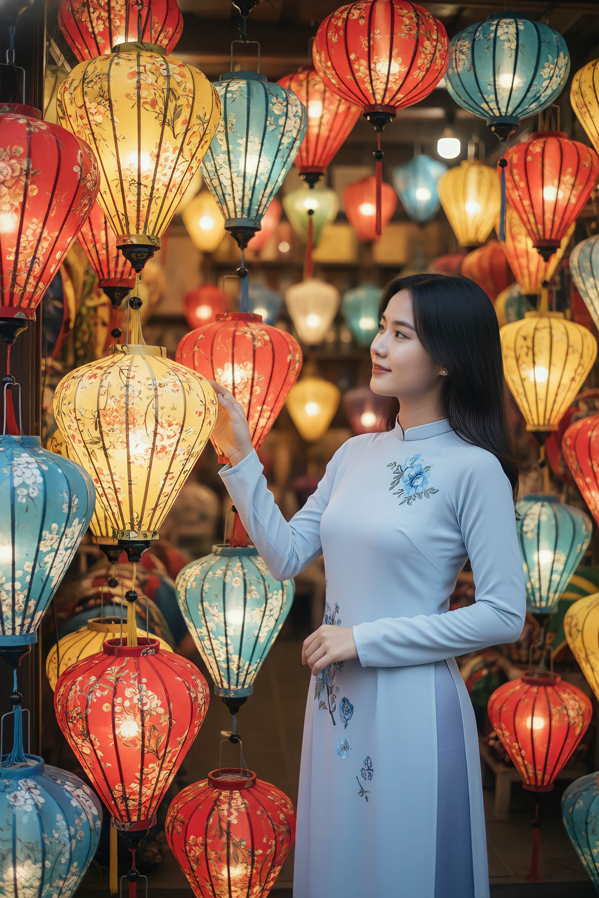 Áo dài Giai Nguyệt thêu thủ công