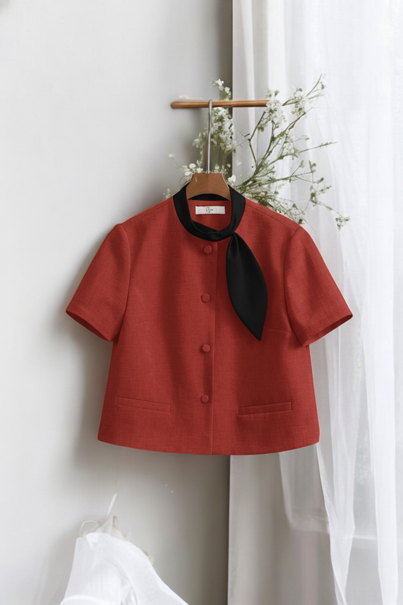 Áo croprop nắp túi sườn