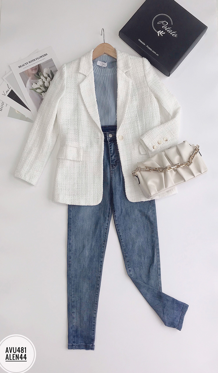Áo vest cổ K một cúc trước