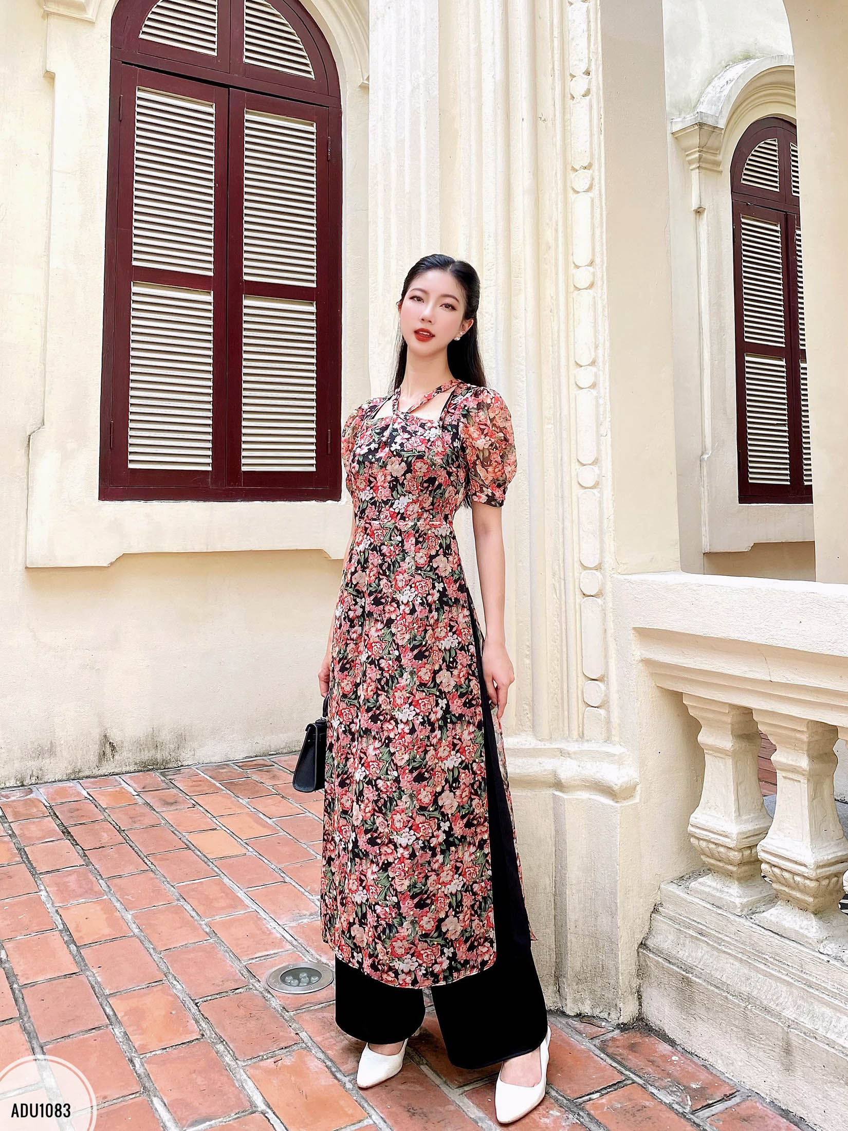 Váy tiểu thư voan cố yếm trễ vai dự tiệc sang chảnh - đầm xòe tầng tay lỡ tay  bồng cột dây cổ yếm. MET SHOP | Shopee Việt Nam