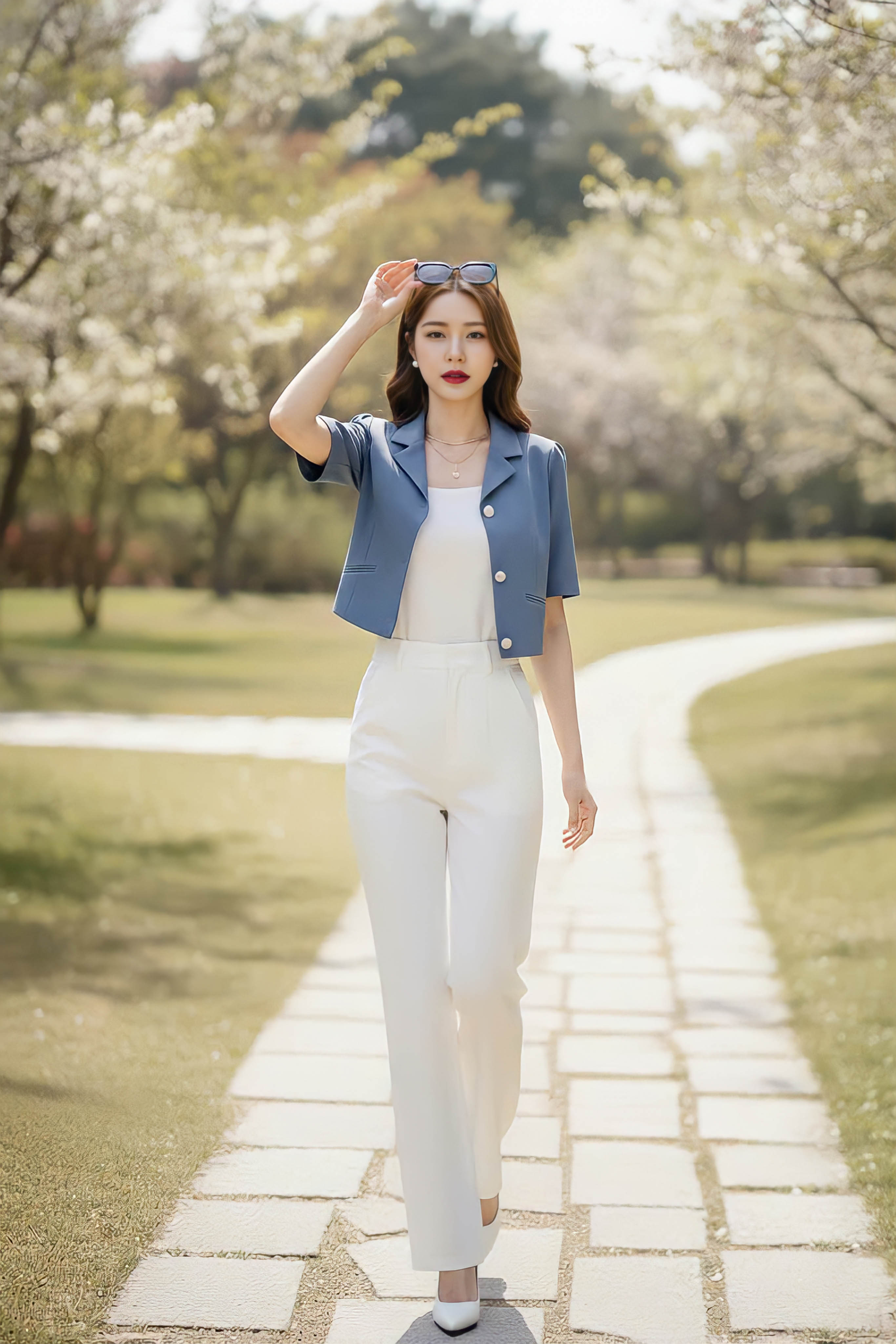 Áo croptop cổ hai ve dáng suông túi cơi chéo