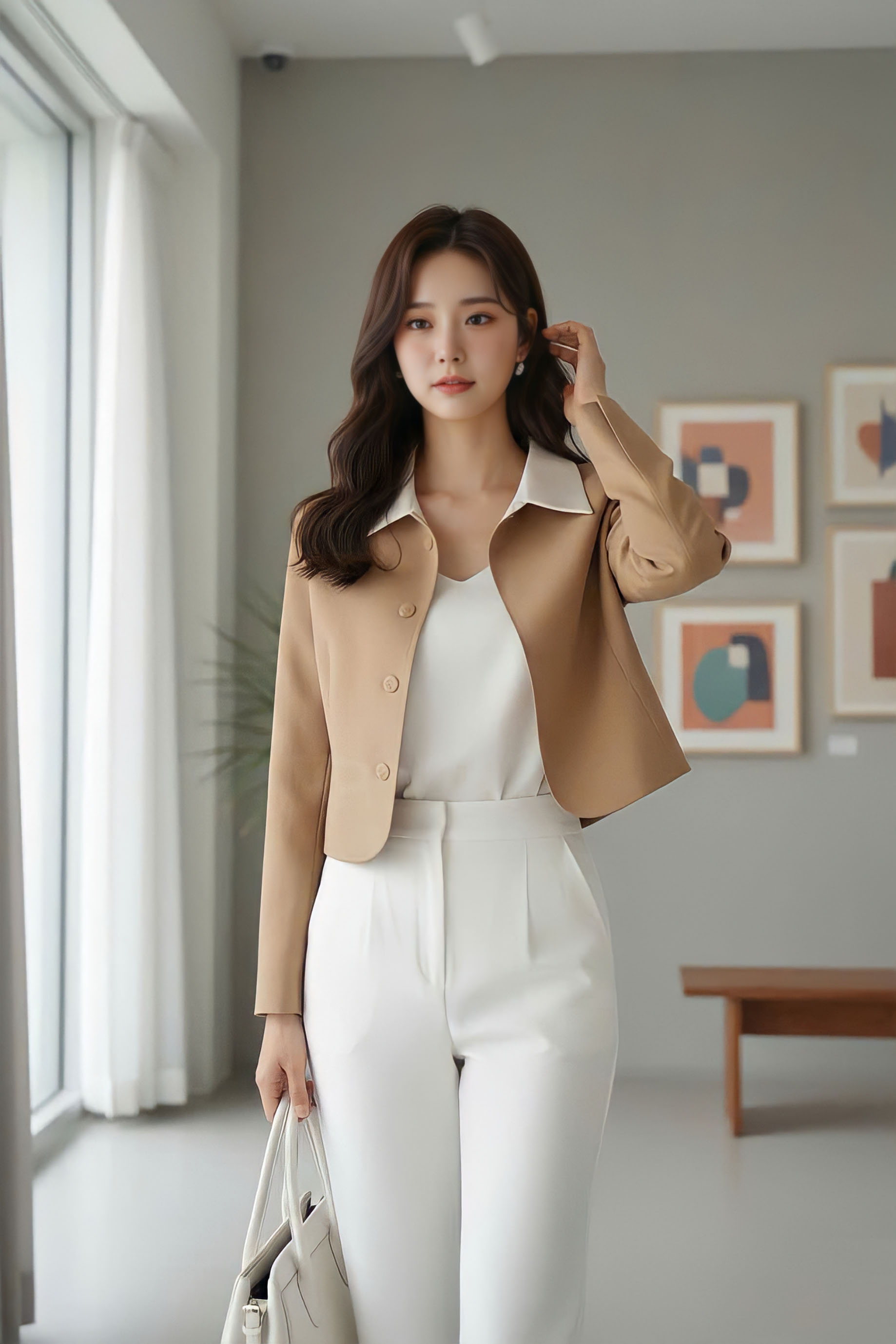 Áo hai lớp phối cổ trắng