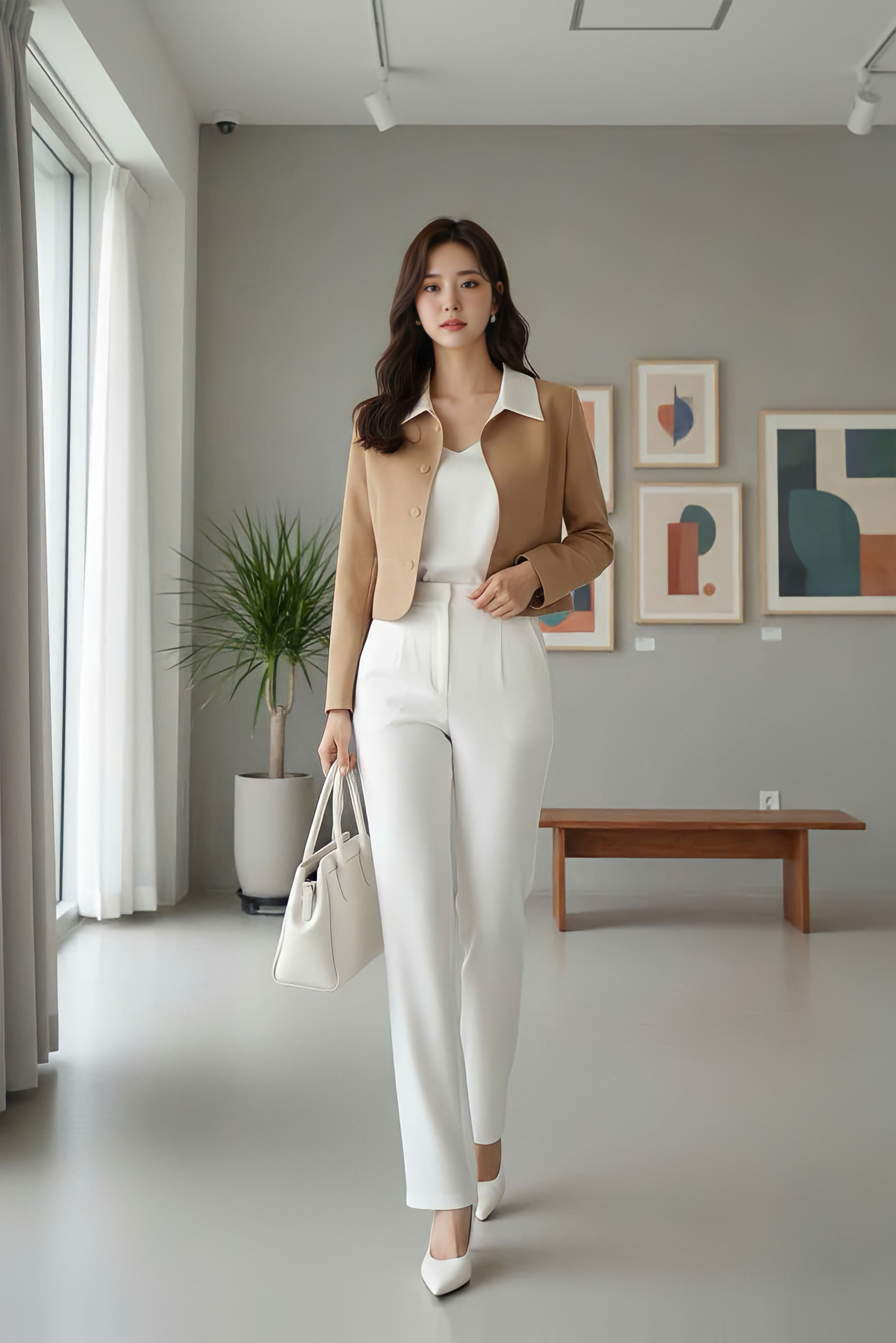 Áo hai lớp phối cổ trắng