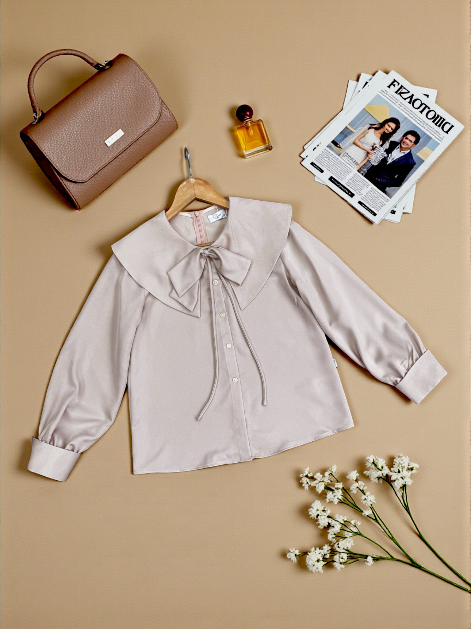 Áo sơ mi dài tay cổ nơ