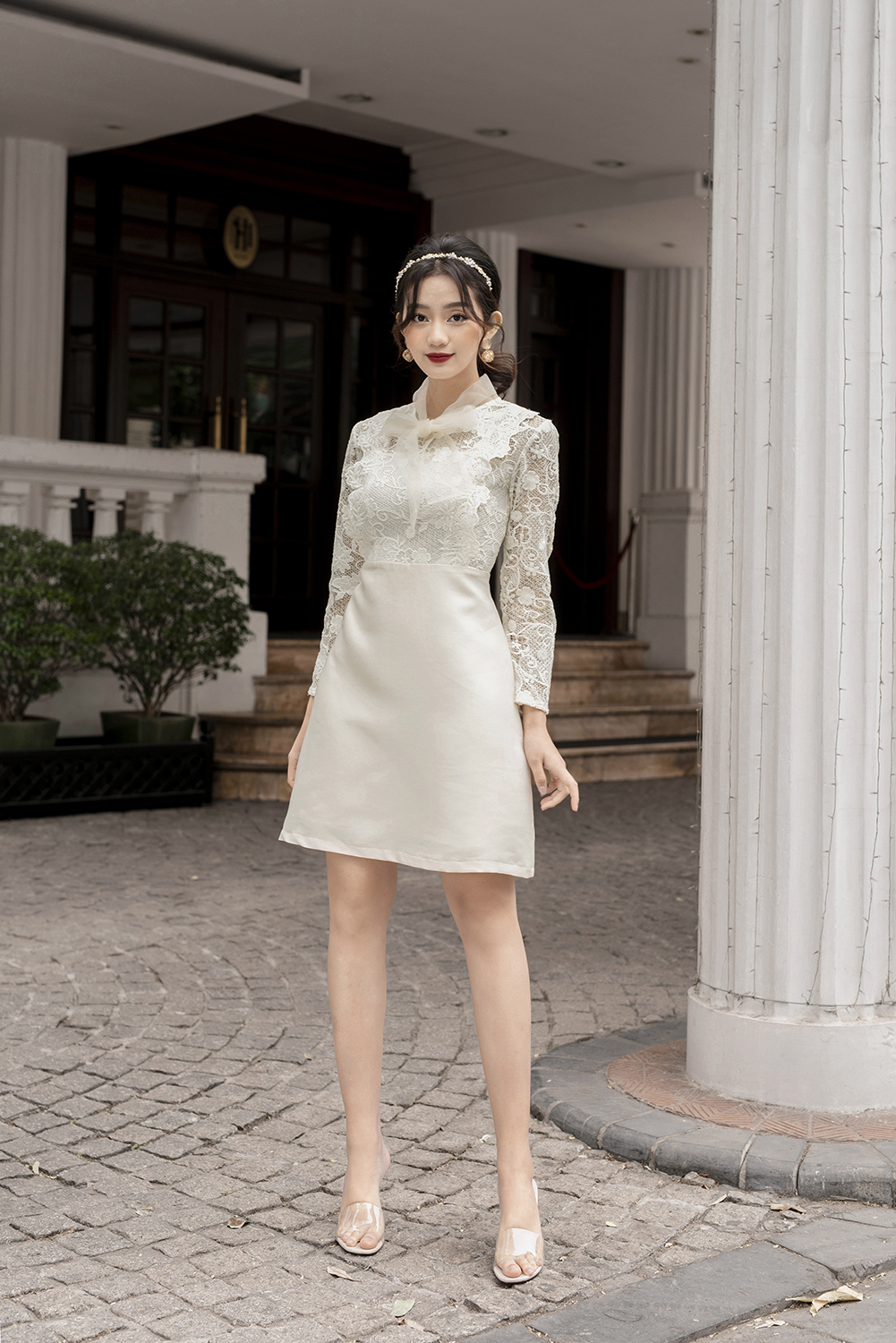 Đầm Xòe Tay Dài Cổ Thắt Nơ Tiểu Thư V73 - Cloudy Dress