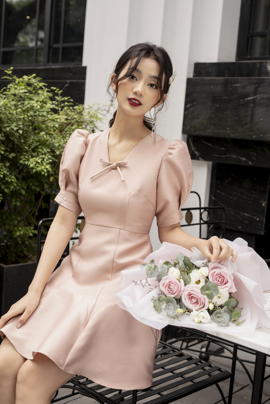 Mua Mẫu váy đầm xòe dự tiệc đầm trung niên cổ tim phối nút duyên dáng sang  trọng bigsize mẫu mới giá rẻ đẹp - Hồng - XL tại THỜI TRANG TINA | Tiki