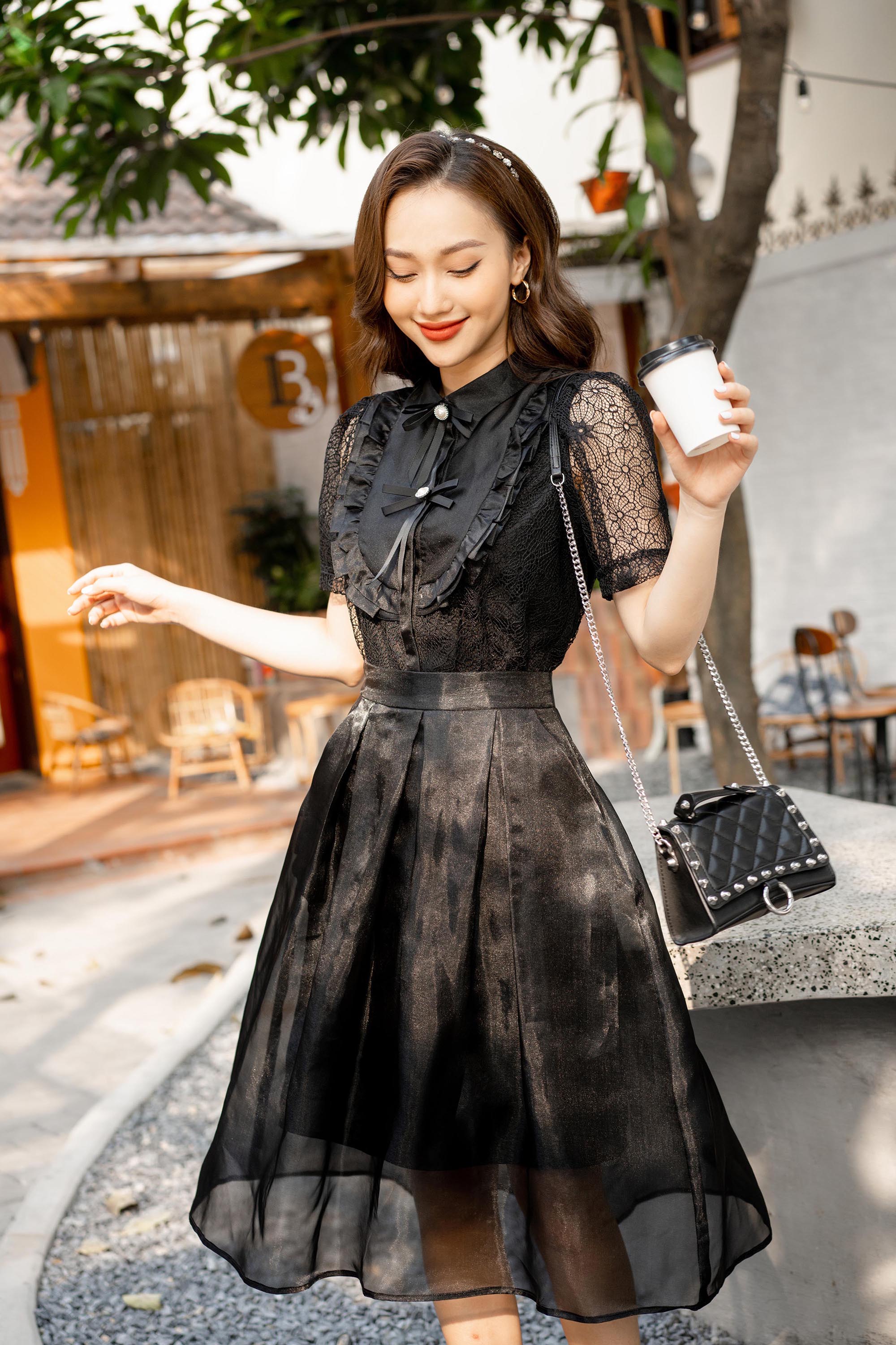Chân váy xếp li dáng dài