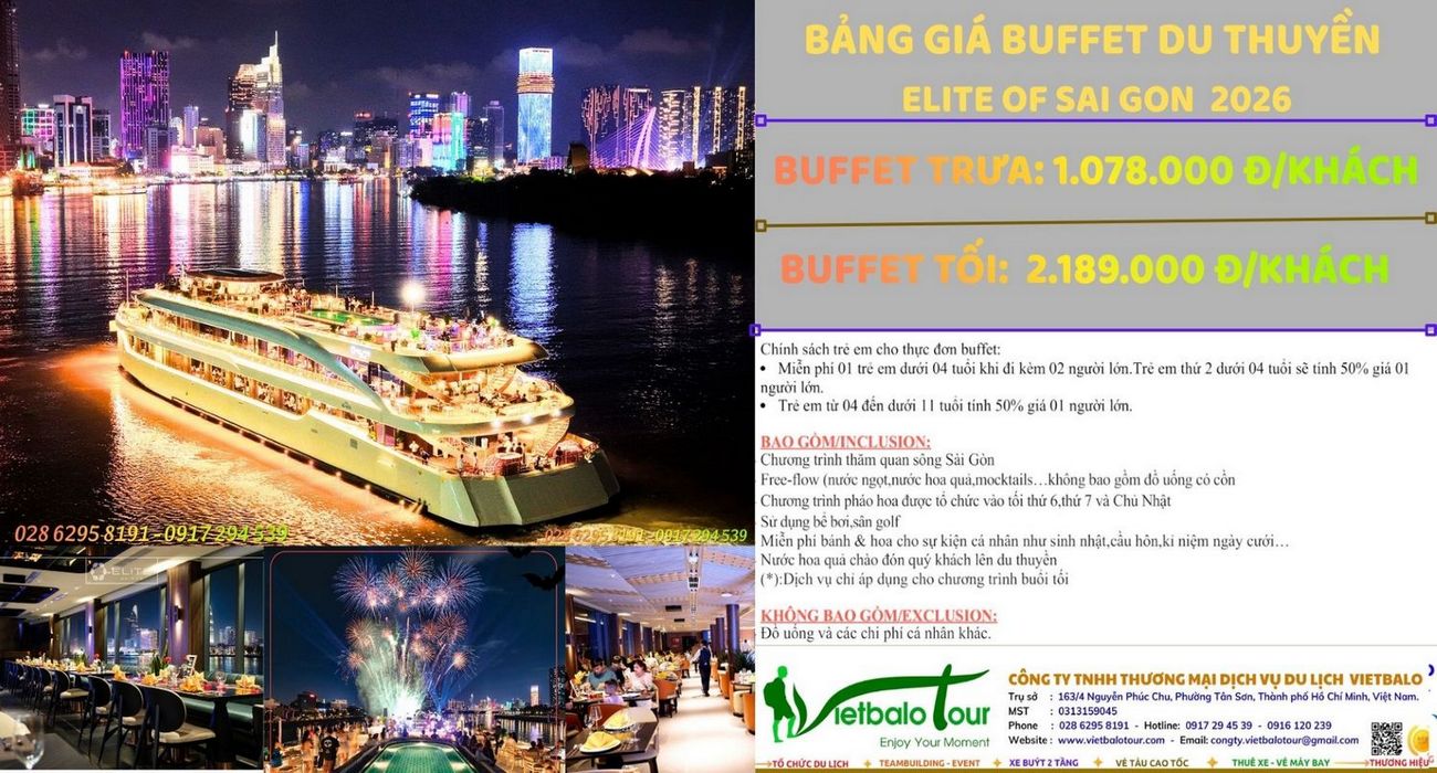 Ăn tối Buffet tàu Sông Sài Gòn