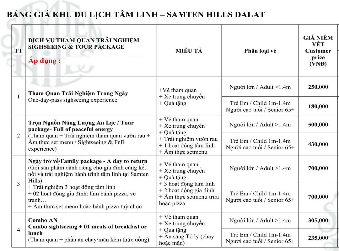 Bảng giá vé thăm quan Chùa Samten Hill, chùa Ấn Độ Lâm Đồng