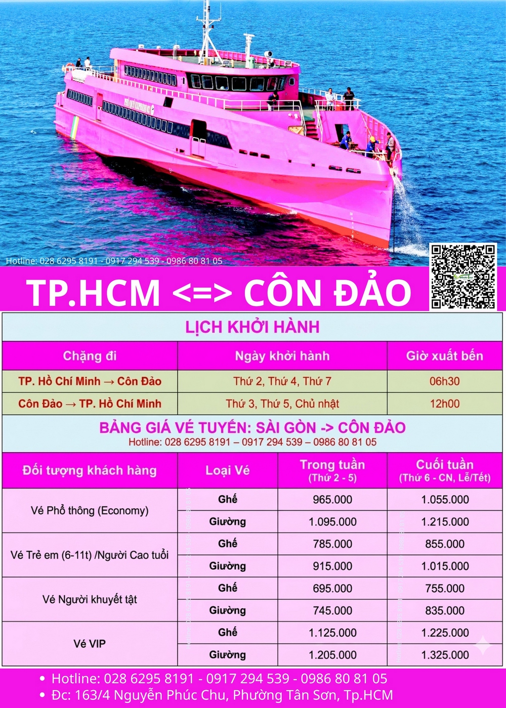 Vé tàu Sài Gòn - Côn Đảo - Tàu Pú Quý Express II chảy từ Bến Nhà Rồng, Quận 4, Tp.HCM