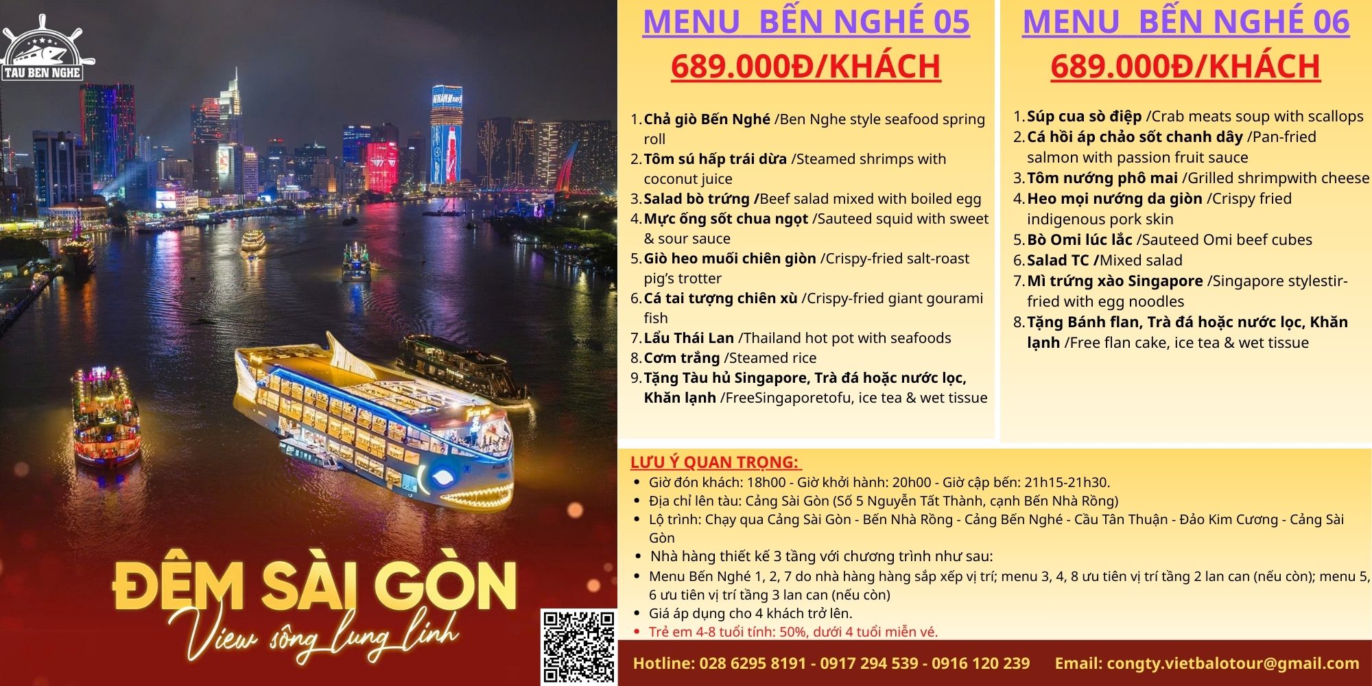 Ăn tối du thuyền Bến Nghé