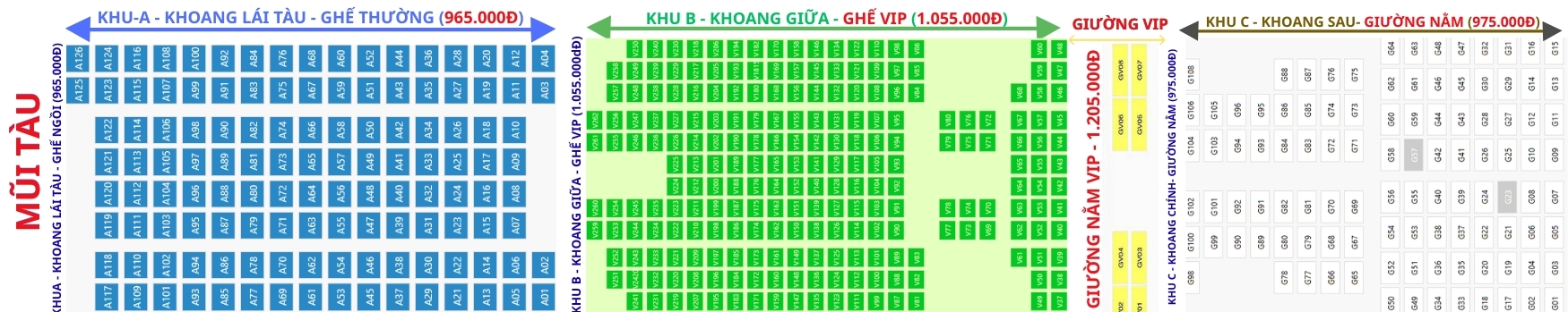 Sơ đồ tàu Phú Quý Express đi Côn Đảo