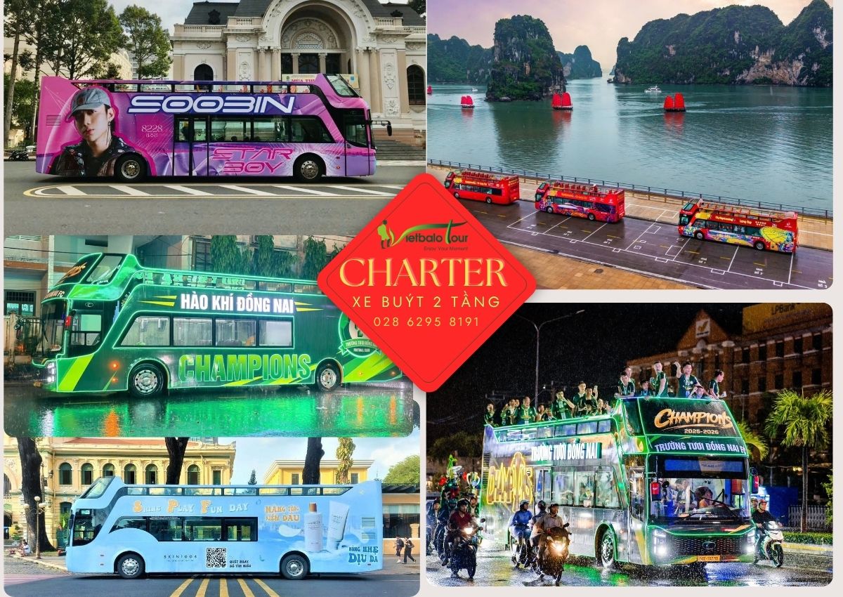 Thuê xe buýt 2 tầng chảy Roadshow, quảng cáo, event
