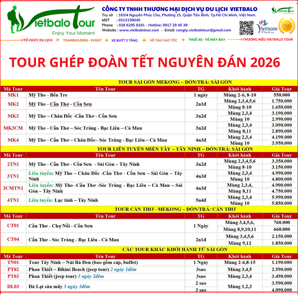Tour tết Âm lịch