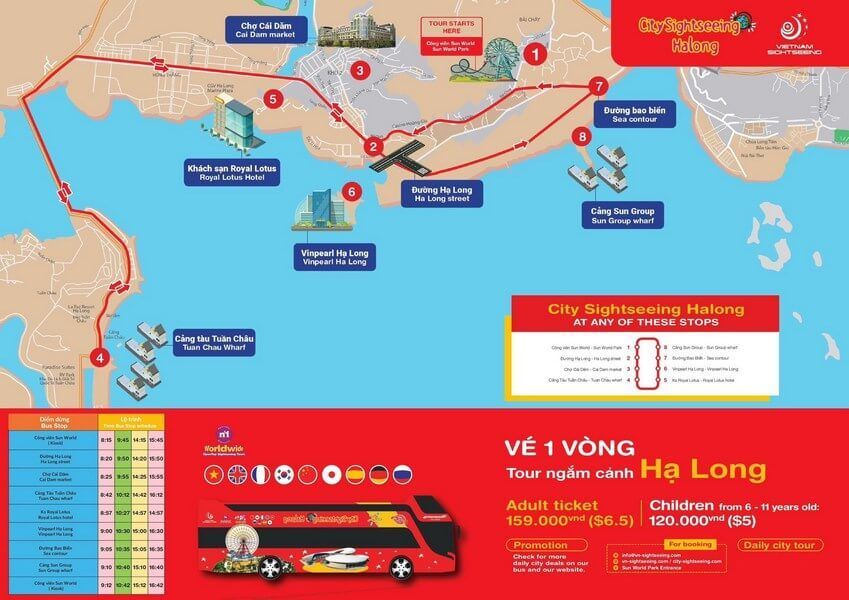 Lộ trình xe buýt 2 tầng Hạ Long