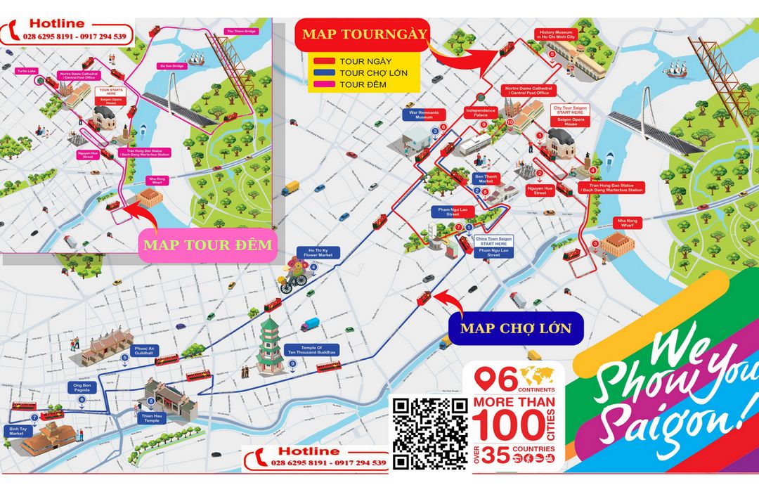 Sơ đồ, lộ trình xe buýt 2 tầng đi qua