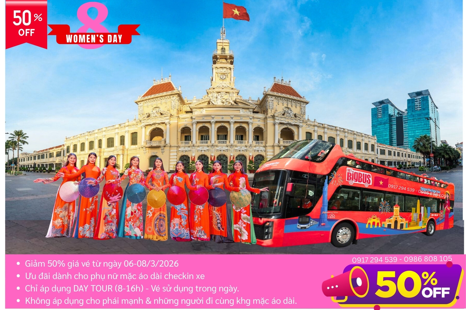 Vé xe buýt 2 tầng Sài Gòn lễ 8/3