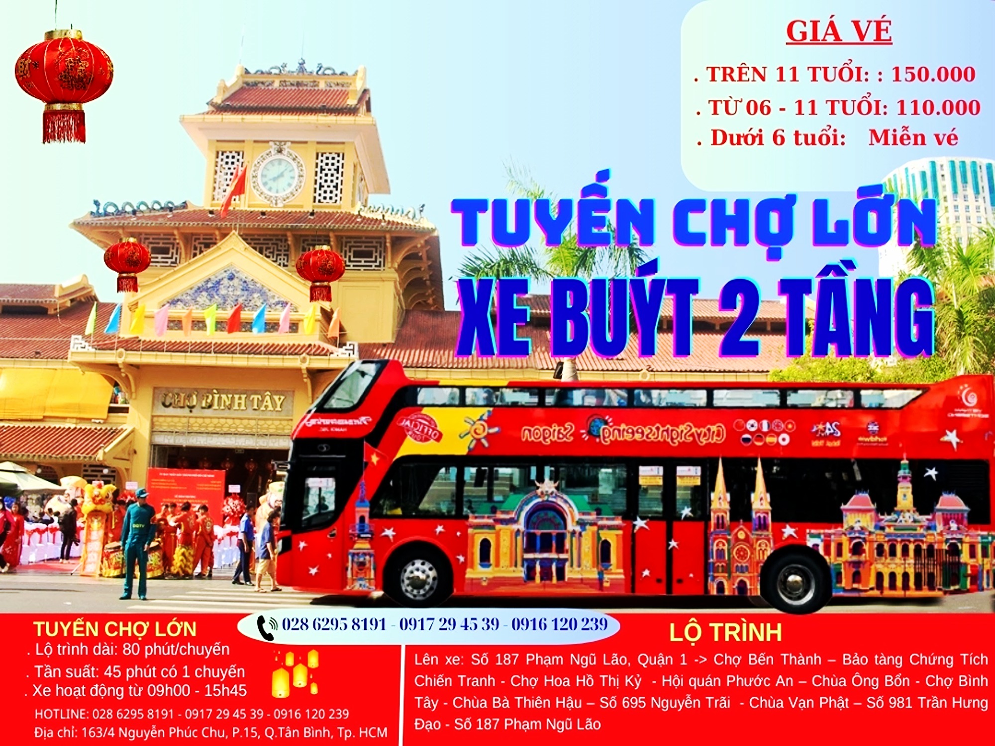 Vé xe buýt 2 tầng tuyến Chợ Lớn