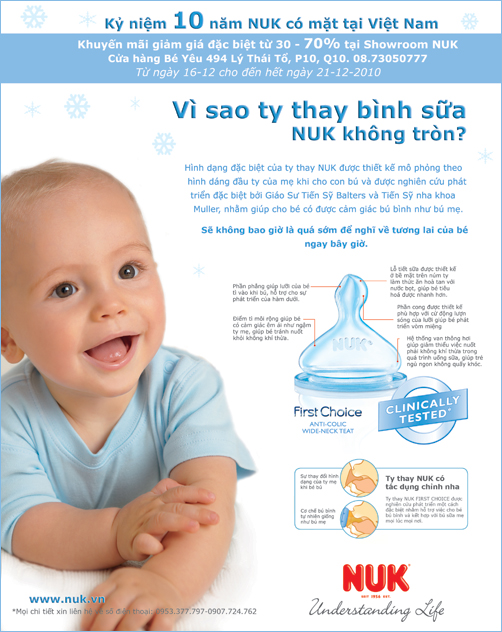 Vì sao ty thay bình sữa NUK không tròn