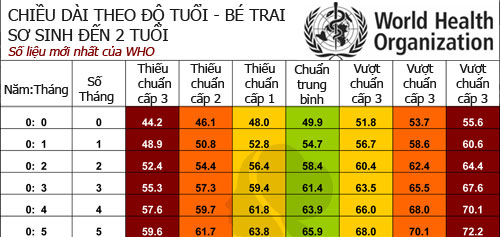Chuẩn chiều cao mới nhất của trẻ theo WHO - Dành cho bé trai