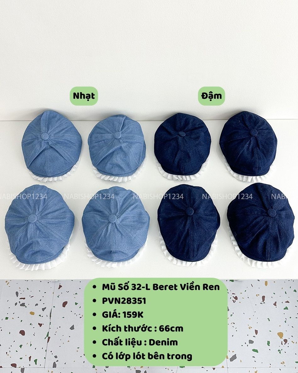 Mũ Số 32-L Beret Viền Ren