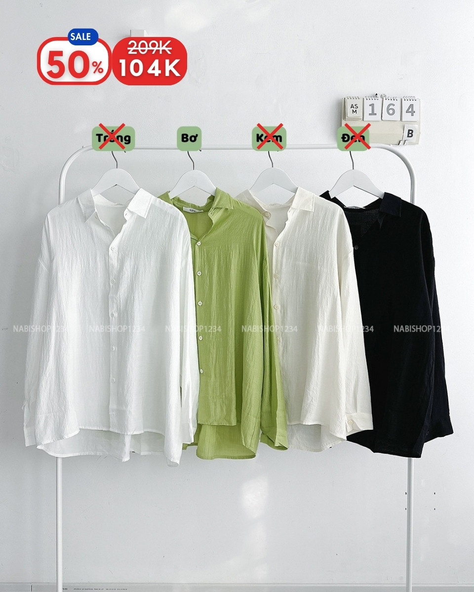 (S50%) Áo Sơ Mi Số 164-B Tơ Tay Dài