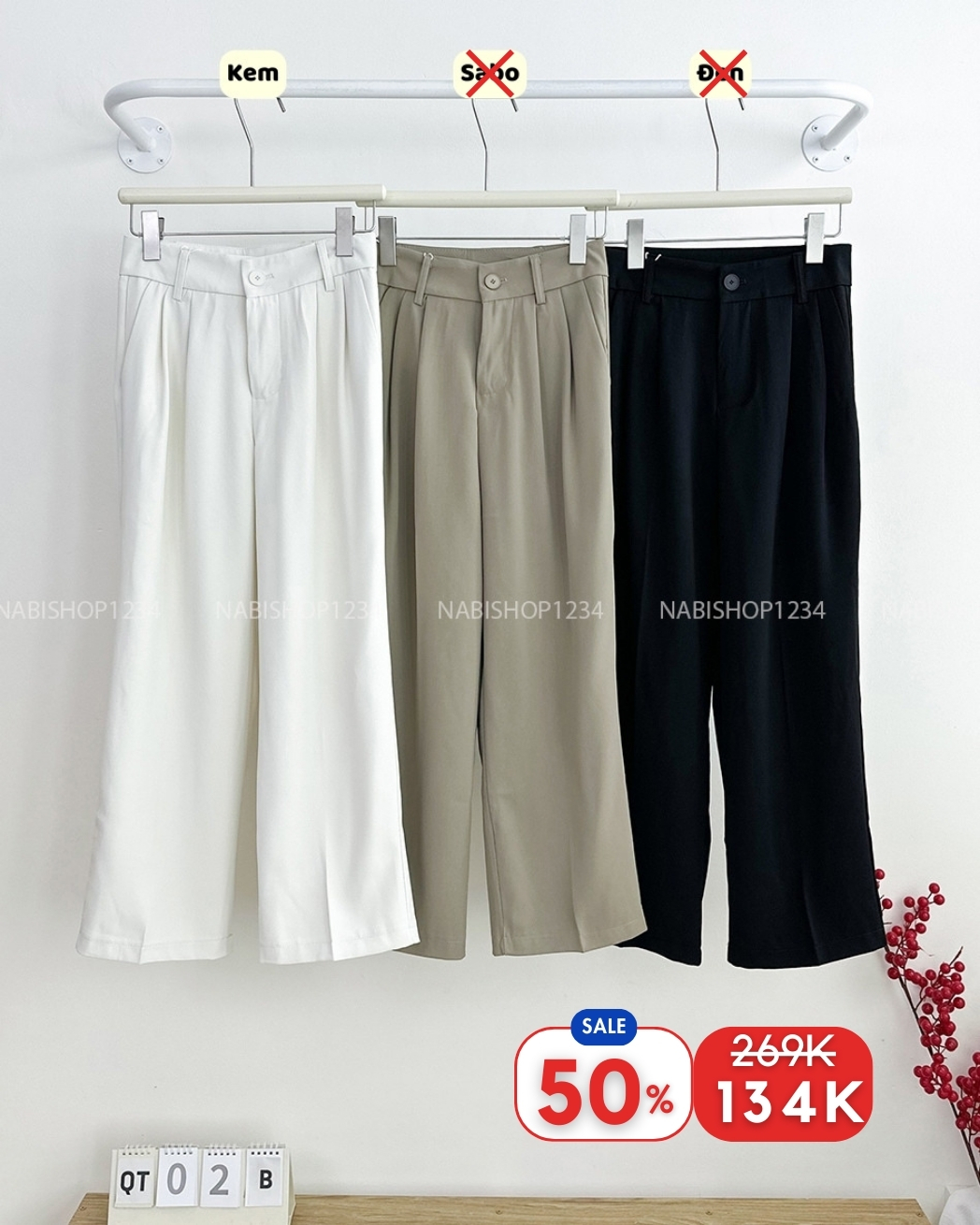 (S50%) Quần Tây Số 2-B 271 Suông 9 Tất