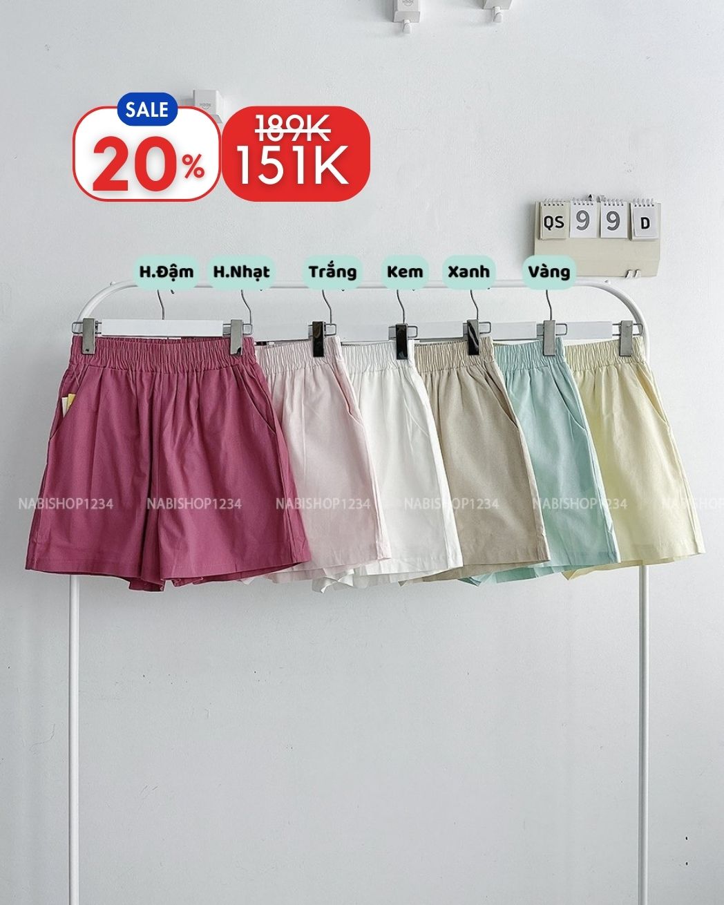 (S20%) Quần Short Số 99-D 6191 Thô Lưng Thun