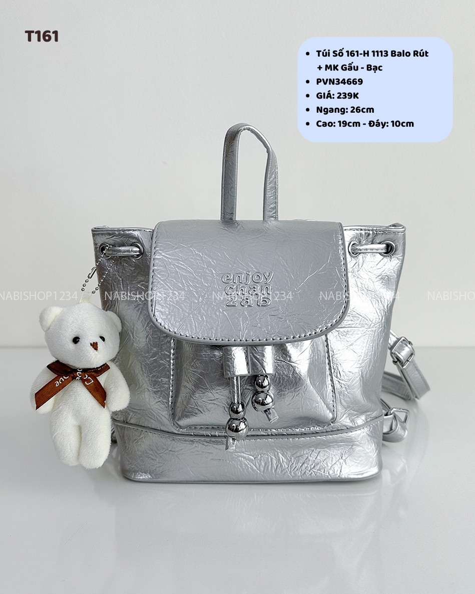 Túi Số 161-H 1113 Balo Rút + MK Gấu