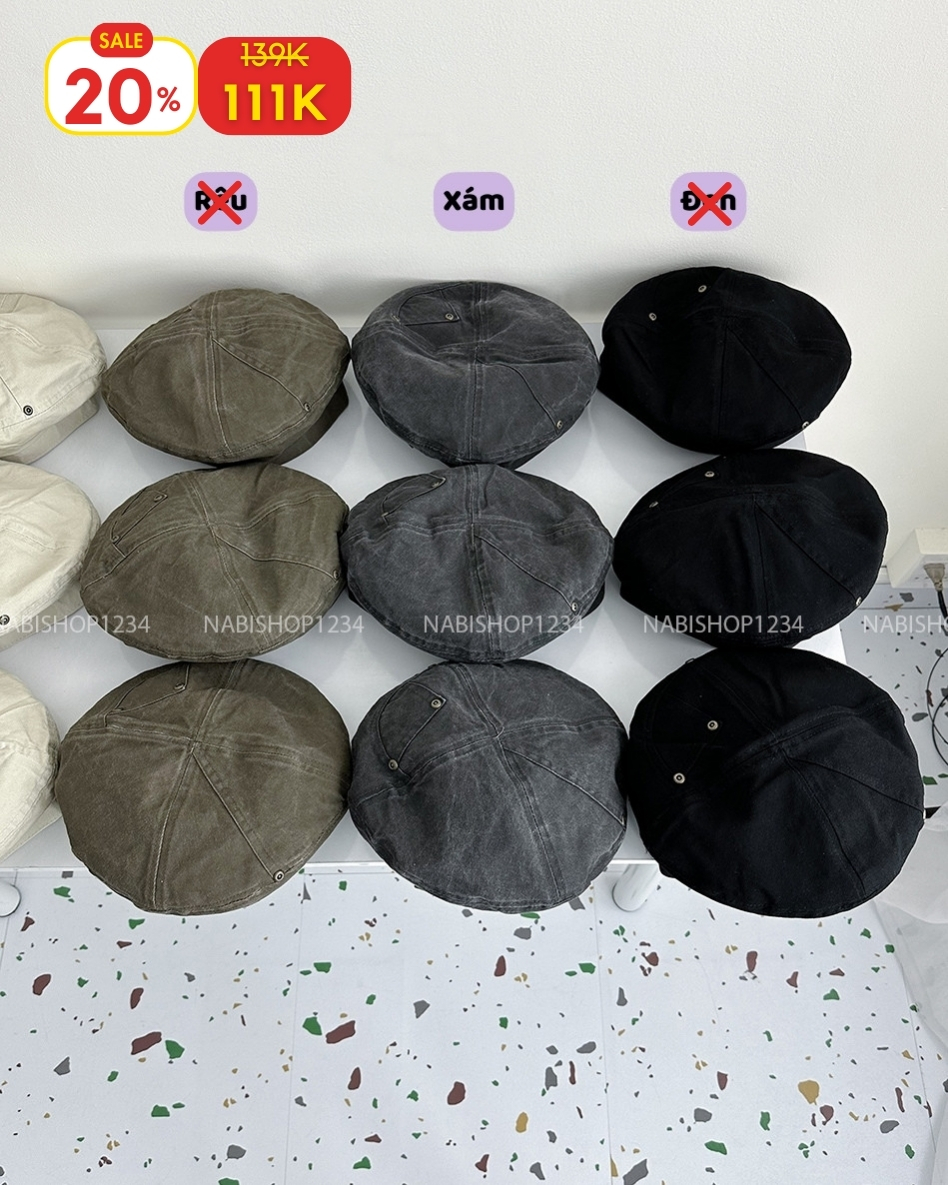 (S20%) Mũ Số 25-L Nồi Kaki Viền Nút